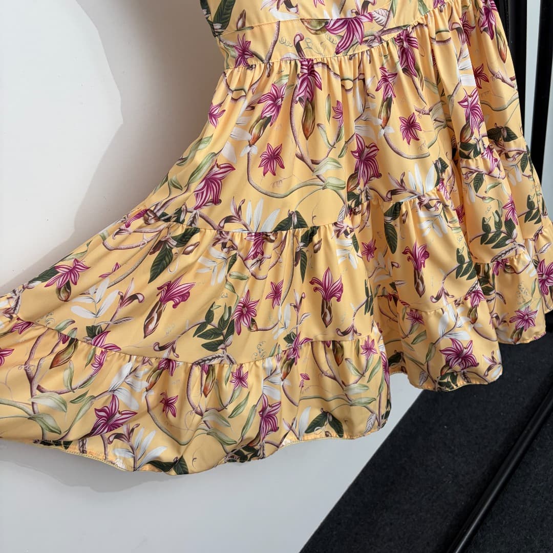 C18320 Style No. 20264689 Zimmermann* New design, sweet and youthful dress with peony flower pattern on a strapless style. Short skirt, yellow color, sizes S-XXL. [Size M: bust 88, waist 74, length 91; Weight: 0, 370kg] — image 5