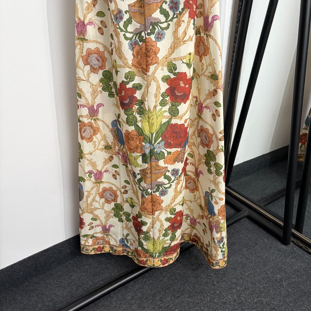 C18319 Style number 20264694 Zimmermann* New model. Floral print, belted, fitted short-sleeve shirt dress. Long dress, beige color, S-XL sizes. [Size M: Shoulder width 40, bust size 106, sleeve length 22, overall length 138; Weight: 0, 460kg] — image 8