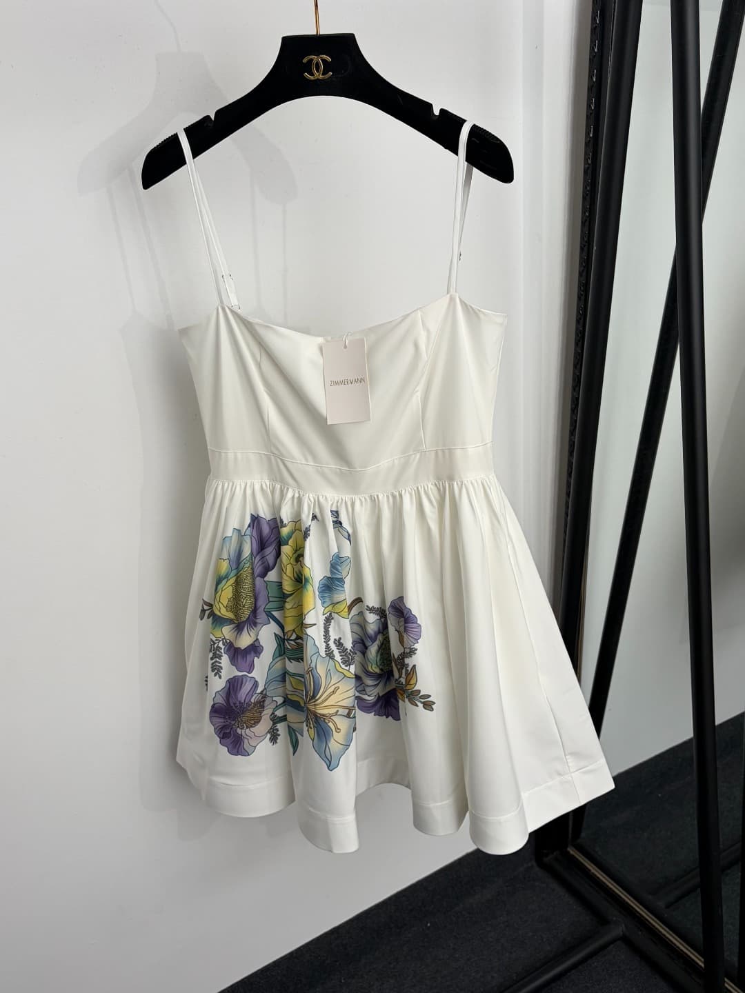 C18296 Style code: 20264841 Zimmermann* New floral-patterned strap dress. Short skirt, white, yellow, sky blue. S-XXL. [Size M: bust 86, waist 76, length 67; Weight: 0, 435kg] — image 1
