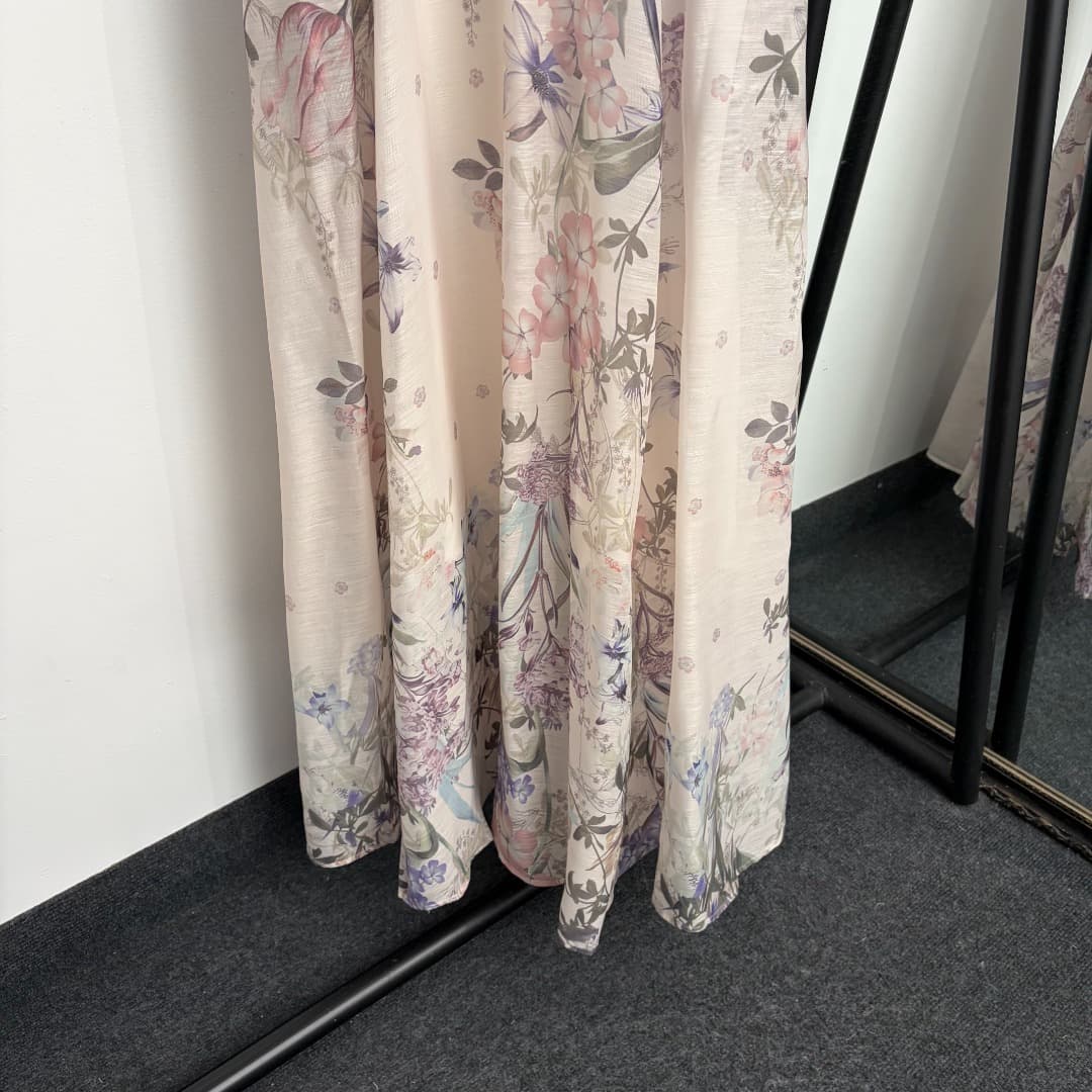 C18294 Style No. 20264844 Zimmermann* New model, elegant style, floral print, strapless dress with belt, beige color, S-XL sizes. [Size M: Waist 88 with elastic, waistband 76 with elastic, length 132; Weight: 0, 420kg] — image 3