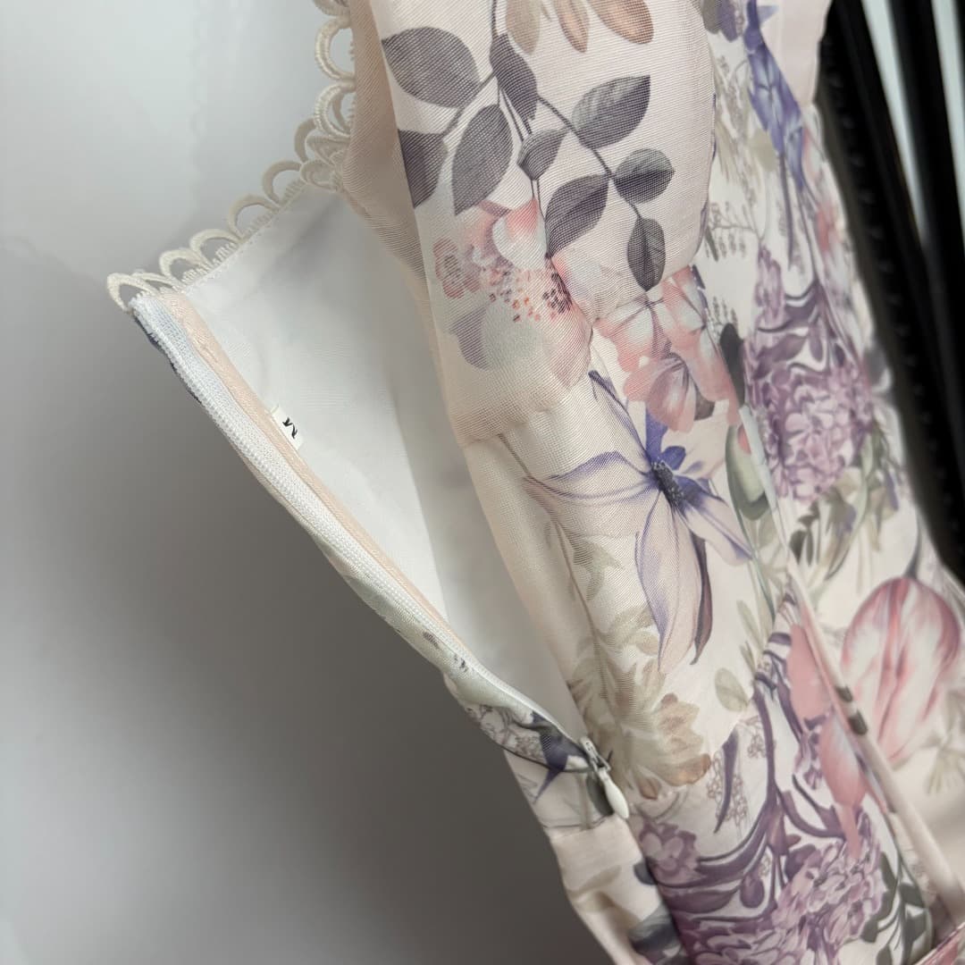 C18294 Style No. 20264844 Zimmermann* New model, elegant style, floral print, strapless dress with belt, beige color, S-XL sizes. [Size M: Waist 88 with elastic, waistband 76 with elastic, length 132; Weight: 0, 420kg] — image 6