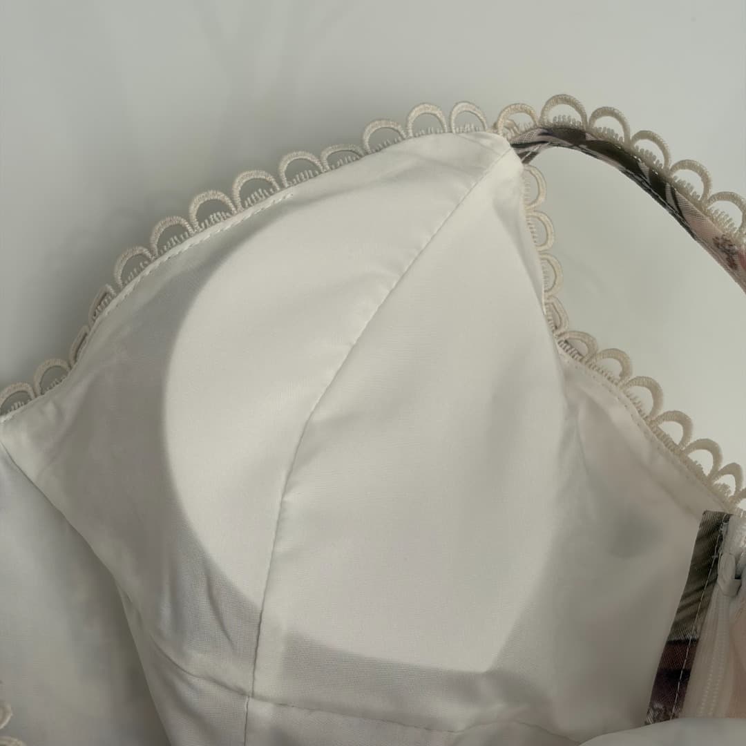 C18294 Style No. 20264844 Zimmermann* New model, elegant style, floral print, strapless dress with belt, beige color, S-XL sizes. [Size M: Waist 88 with elastic, waistband 76 with elastic, length 132; Weight: 0, 420kg] — image 4