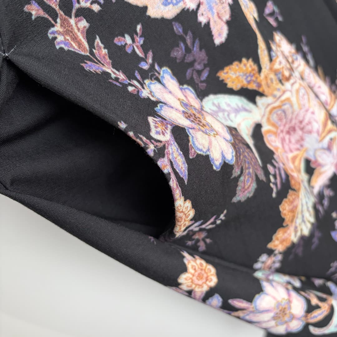 C18279 Style number 20265039 Zimmermann* Vintage/retro style, floral print, waist-catching long sleeves dress. Long dress, black, S-XL. [S size: bust 86, waist 68, sleeve length 63, overall length 124; Weight: 0, 665kg] — image 4