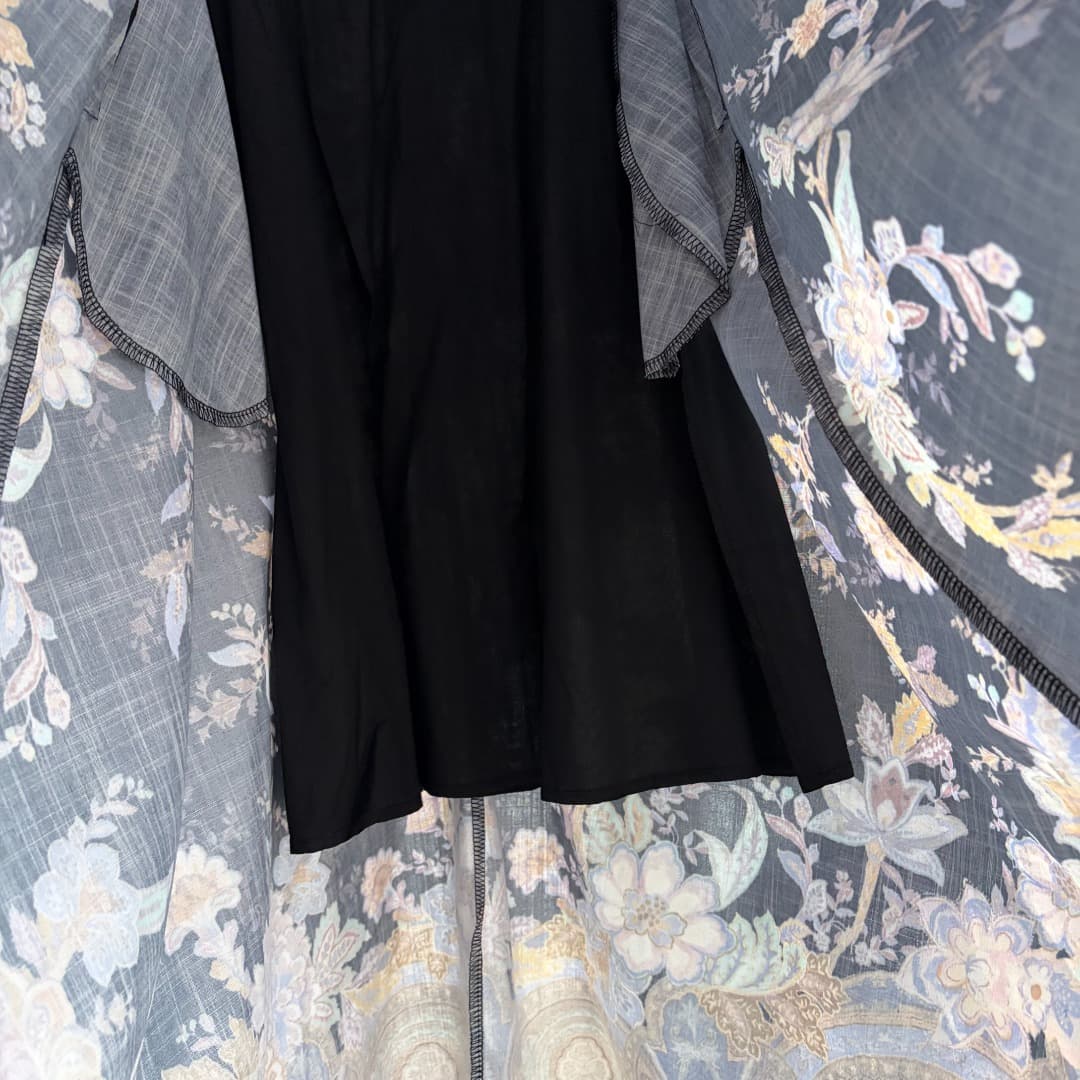 C18279 Style number 20265039 Zimmermann* Vintage/retro style, floral print, waist-catching long sleeves dress. Long dress, black, S-XL. [S size: bust 86, waist 68, sleeve length 63, overall length 124; Weight: 0, 665kg] — image 8