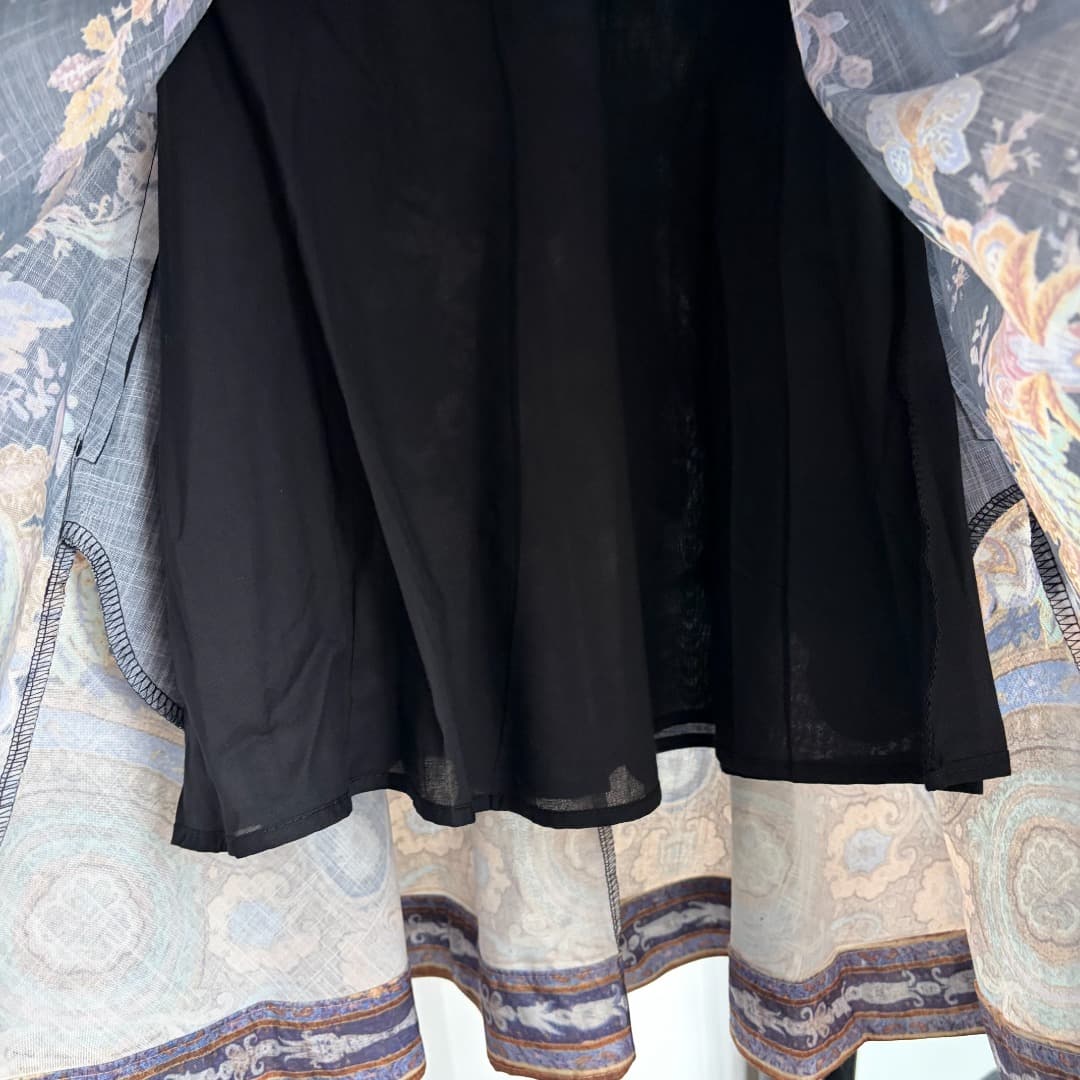 C18278 Size code: 20265040 Zimmermann* Vintage/retro style, floral print, waist-catching long-sleeved dress. Short skirt, black, S-XL. [S size: bust 86, waist 68, sleeve length 63, full length 93; weight: 0, 510kg] — image 8