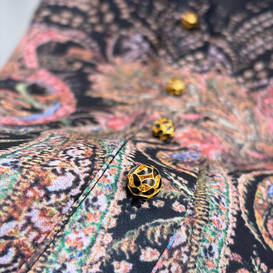 C18277 Size 20265041 Zimmermann* Vintage/retro pattern print with straps, long sleeve dress. Long dress with inner bra, black color, S-XL. [S size: bust 92, length 101; bust 86, sleeve length 69, overall length 143; weight: 0.460kg] — image 5