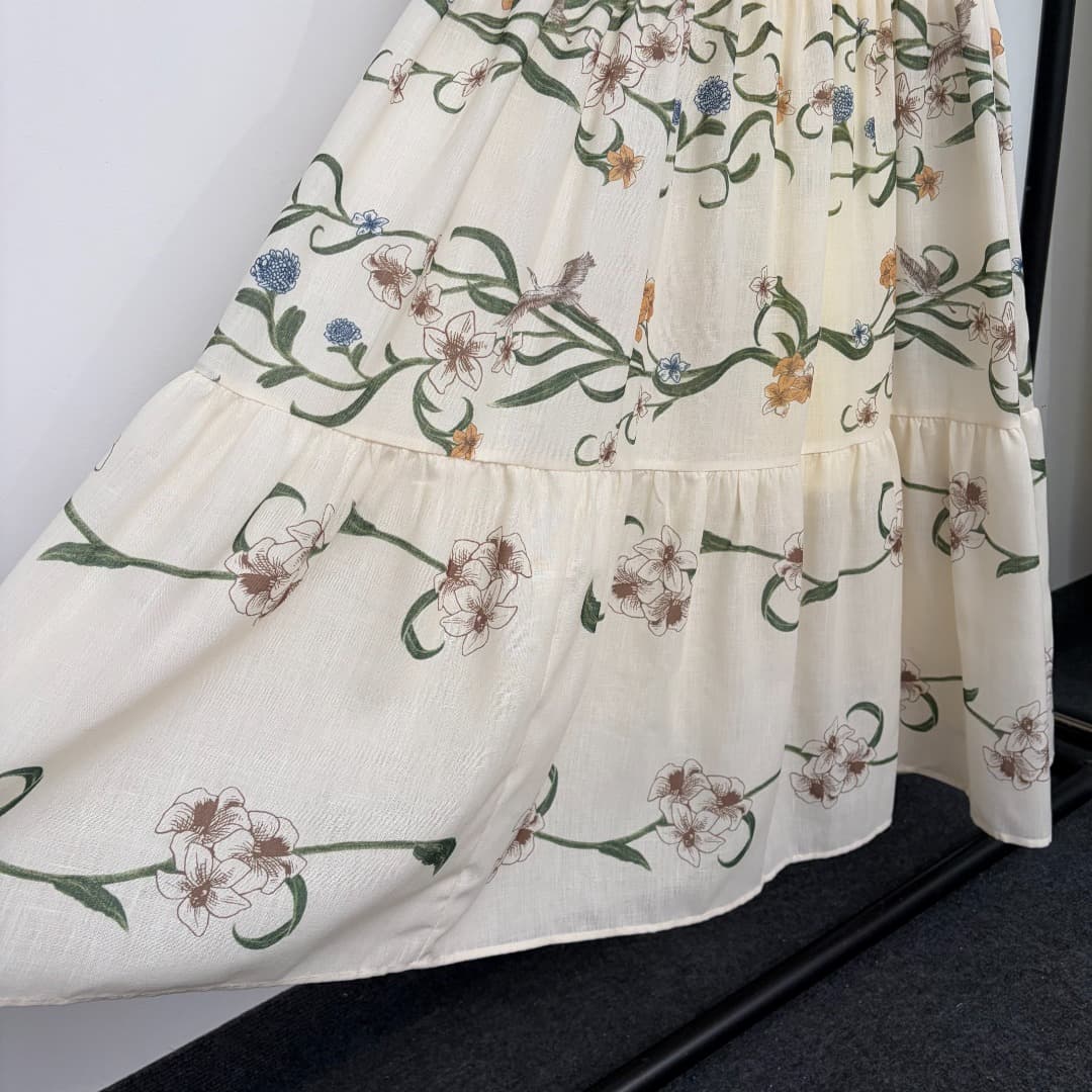C18274 Item number: 20265115 Zimmermann* New model, elegant floral print linen dress with straps. Long dress, beige color, sizes S-XL. [Size M: bust 84, waist 76, length 130; weight: 0, 545kg] — image 5