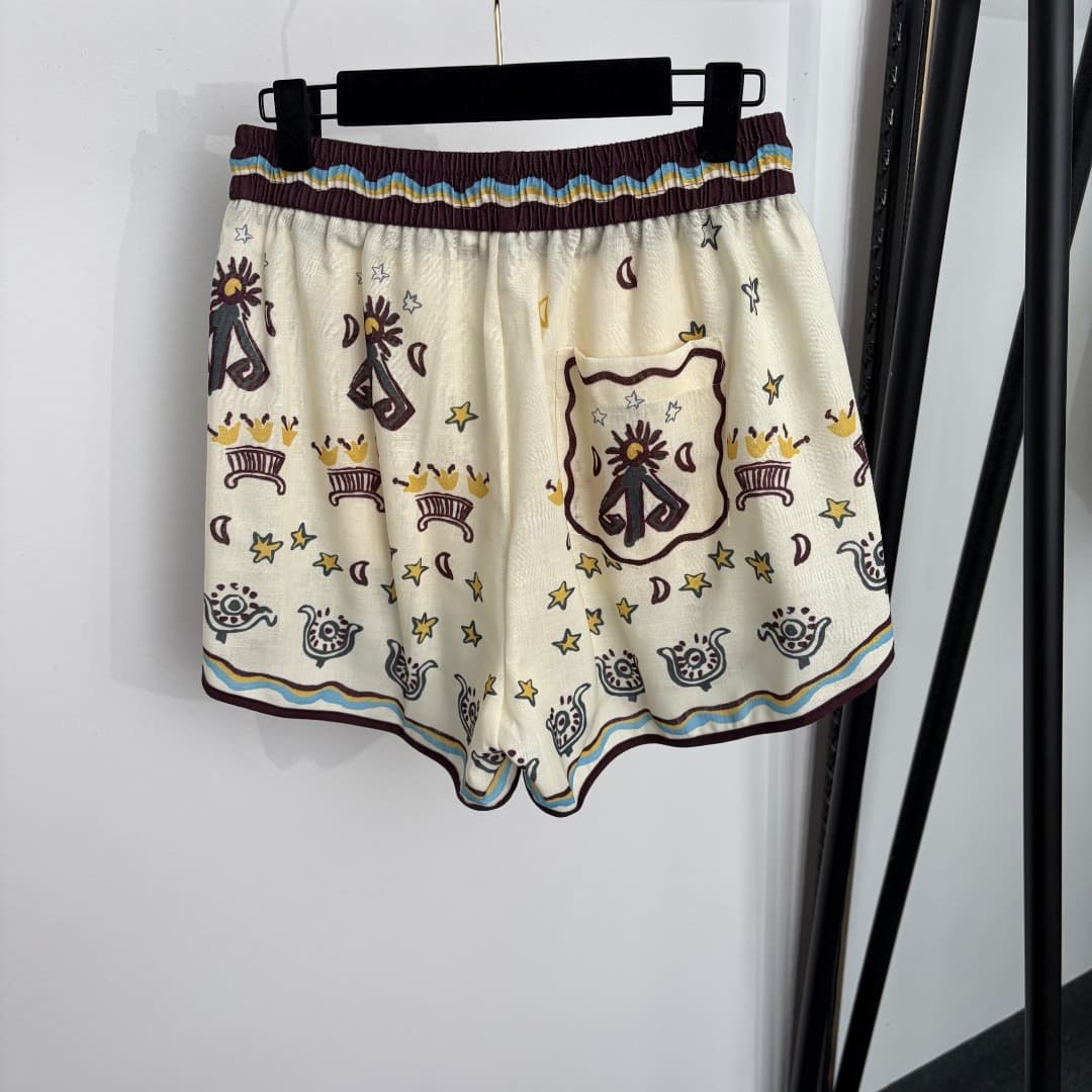 C18272 Item number: 20265128 Zimmermann* New linen set: short sleeves with star and moon patterns in Chinese-style button design + shorts. Color: beige. S-XL sizes. [Size M: shoulder width 45, bust circumference 116, sleeve length 33, overall length 73; w — image 8