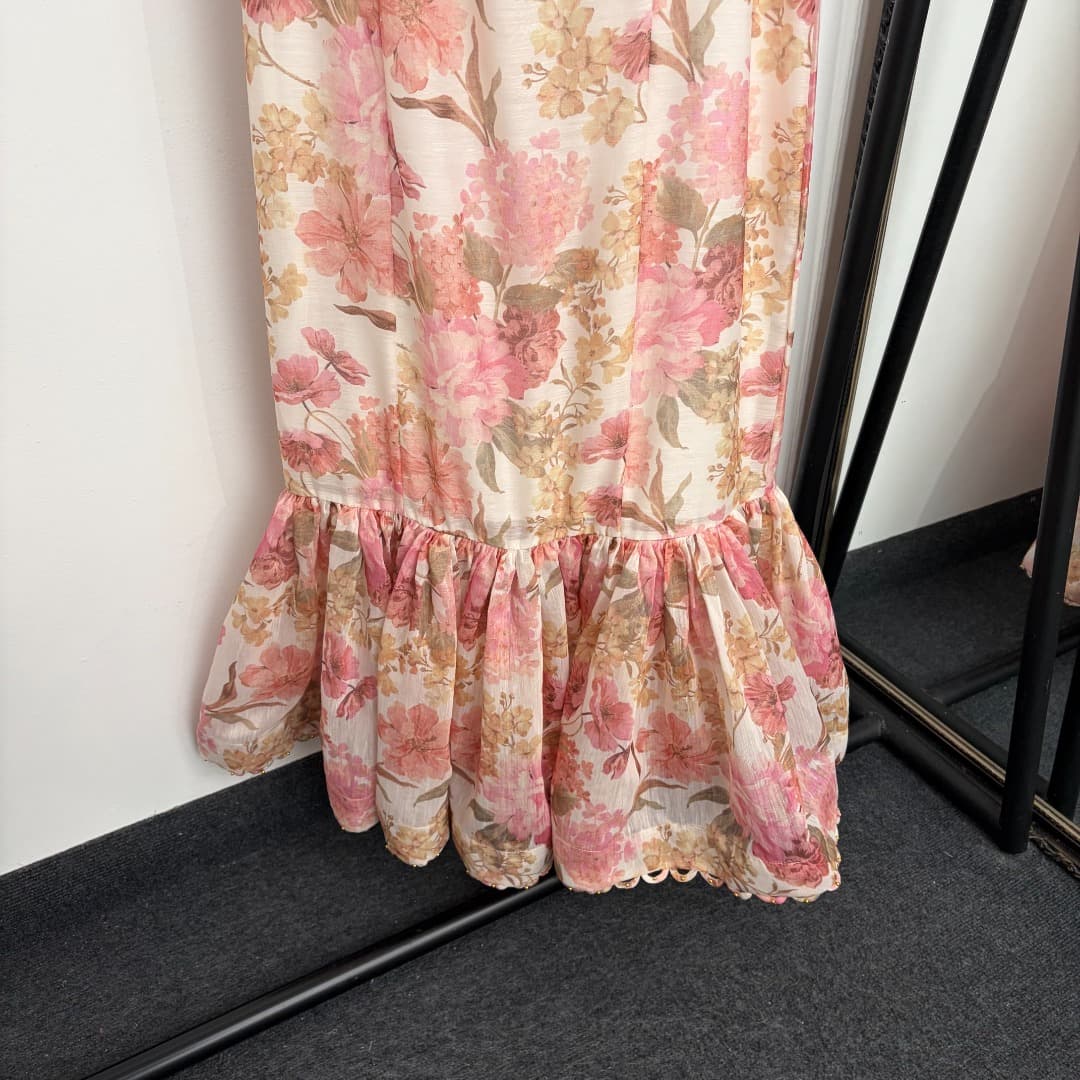 C18226 Style No. 20265164 Zimmermann* New model, floral print, small gold beads strapless dress with fishtail silhouette, pink and yellow colors, S-XL sizes. [S size: elasticic bust circumference 78; long length 114; weight 0, 440kg] — image 3