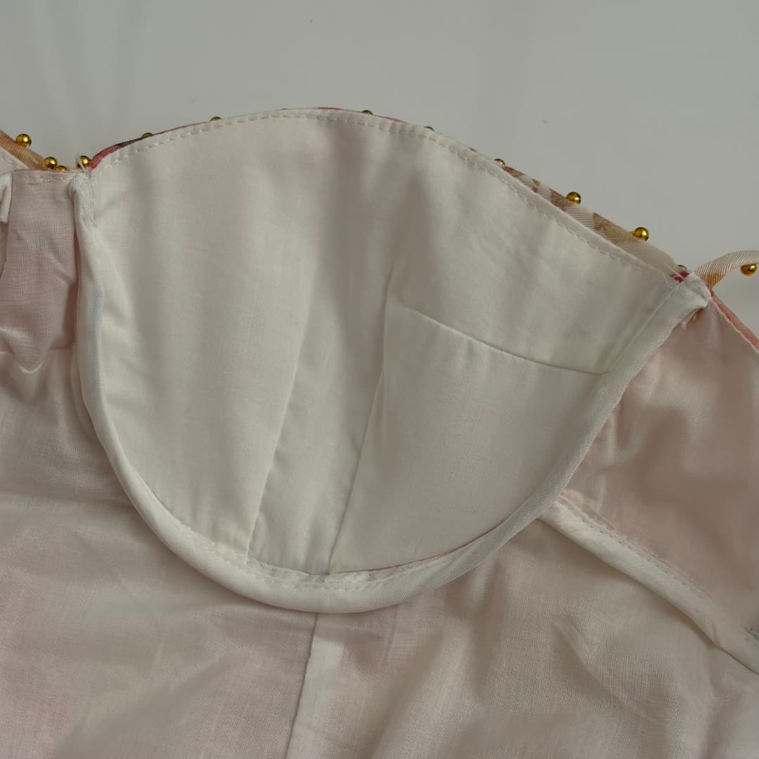 C18226 Style No. 20265164 Zimmermann* New model, floral print, small gold beads strapless dress with fishtail silhouette, pink and yellow colors, S-XL sizes. [S size: elasticic bust circumference 78; long length 114; weight 0, 440kg] — image 4