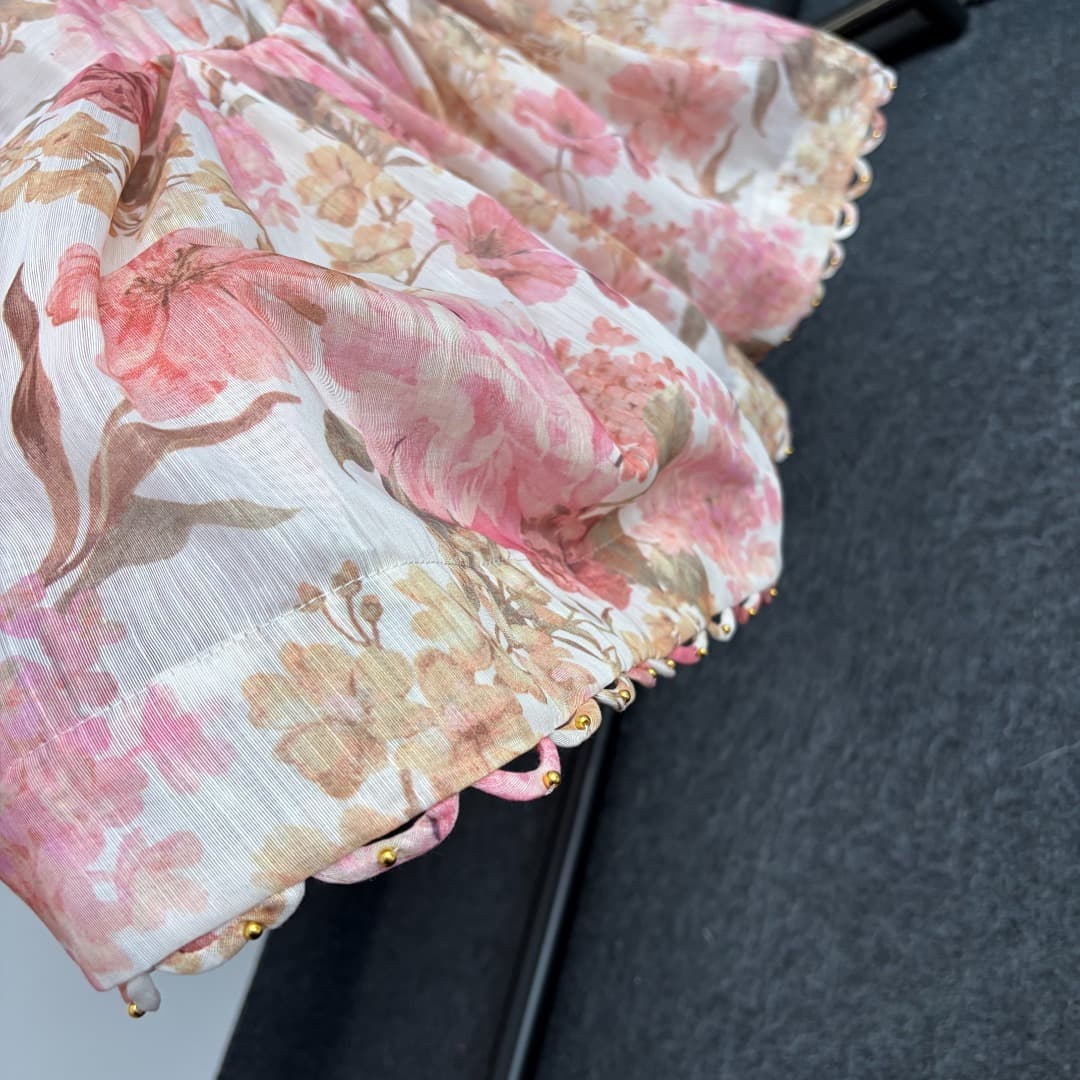 C18226 Style No. 20265164 Zimmermann* New model, floral print, small gold beads strapless dress with fishtail silhouette, pink and yellow colors, S-XL sizes. [S size: elasticic bust circumference 78; long length 114; weight 0, 440kg] — image 5