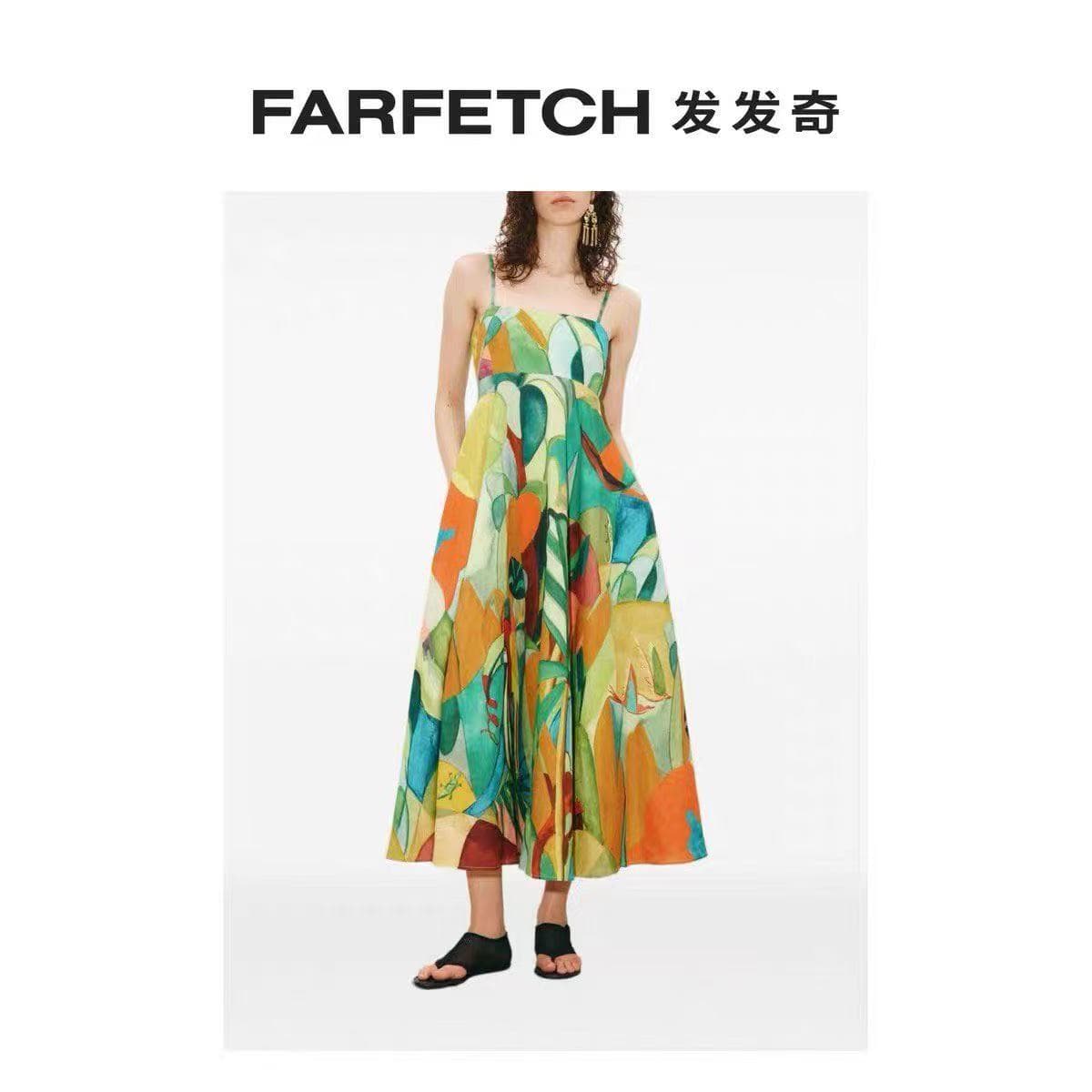 C18268 Style code: 20265275 Zimmermann* New model – Artistic oil painting and plant-patterned slip dress. Long dress, yellow color, sizes S-XL. [Size M: Elasticity at bust: 70; Elasticity at waist: 68; Length: 116; Weight: 0, 695kg] — image 5