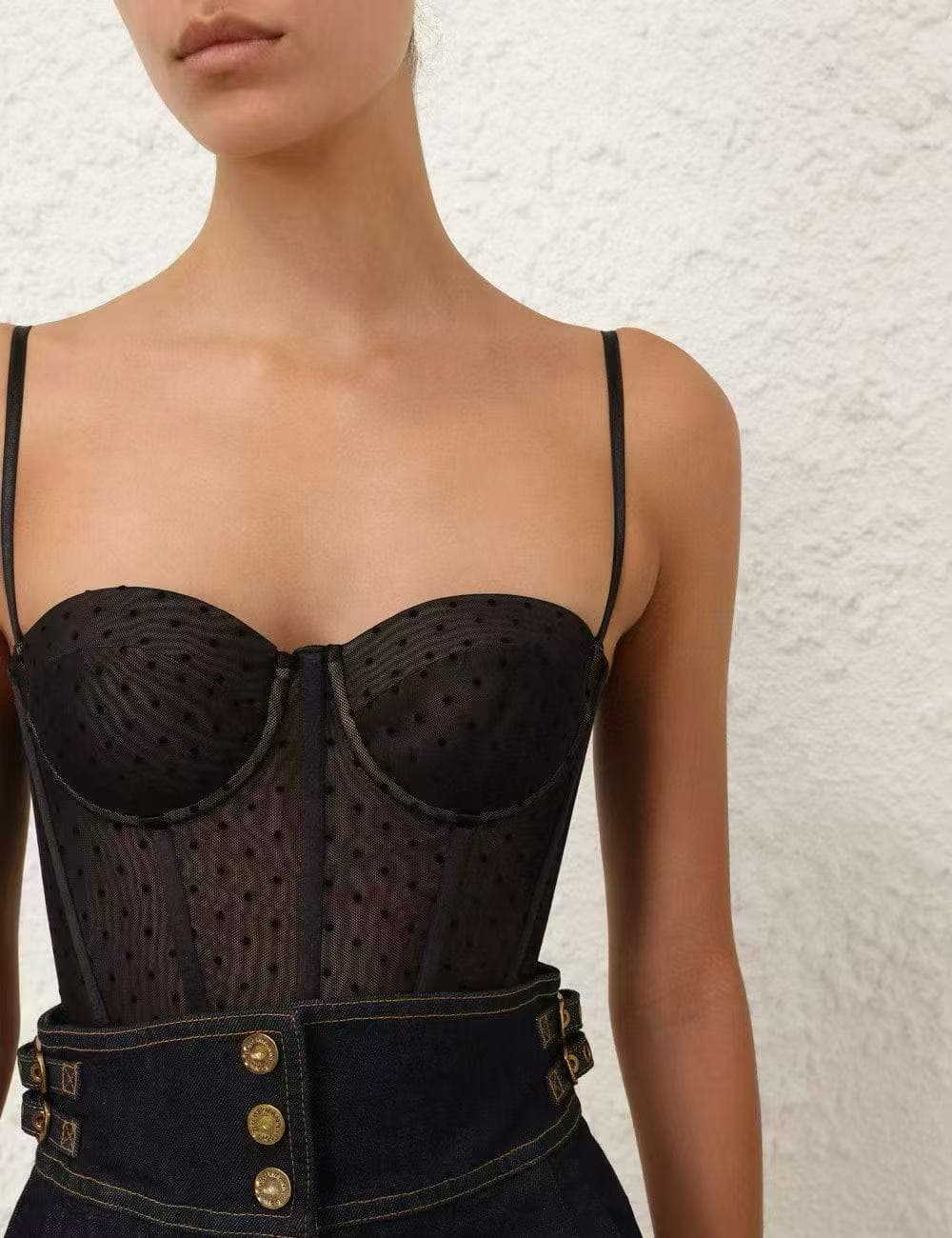 C18222 Style number 20265727 Zimmermann* New design with polka dot netting and straps, one-piece swimsuit underwear. Black color, S-XL sizes. [S size: Weight: 0.155kg] — image 8