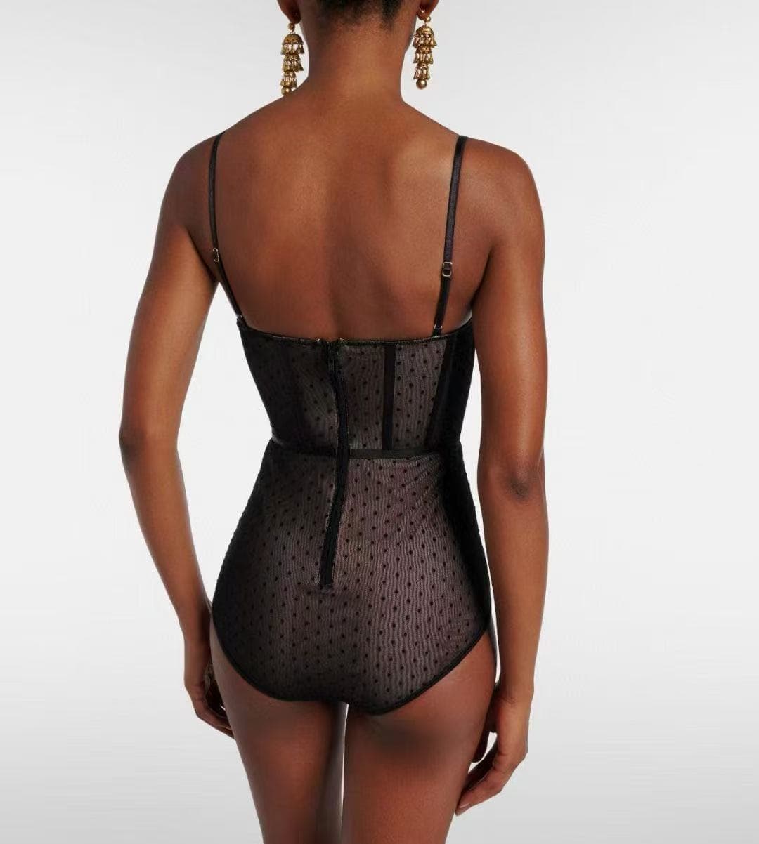 C18222 Style number 20265727 Zimmermann* New design with polka dot netting and straps, one-piece swimsuit underwear. Black color, S-XL sizes. [S size: Weight: 0.155kg] — image 2