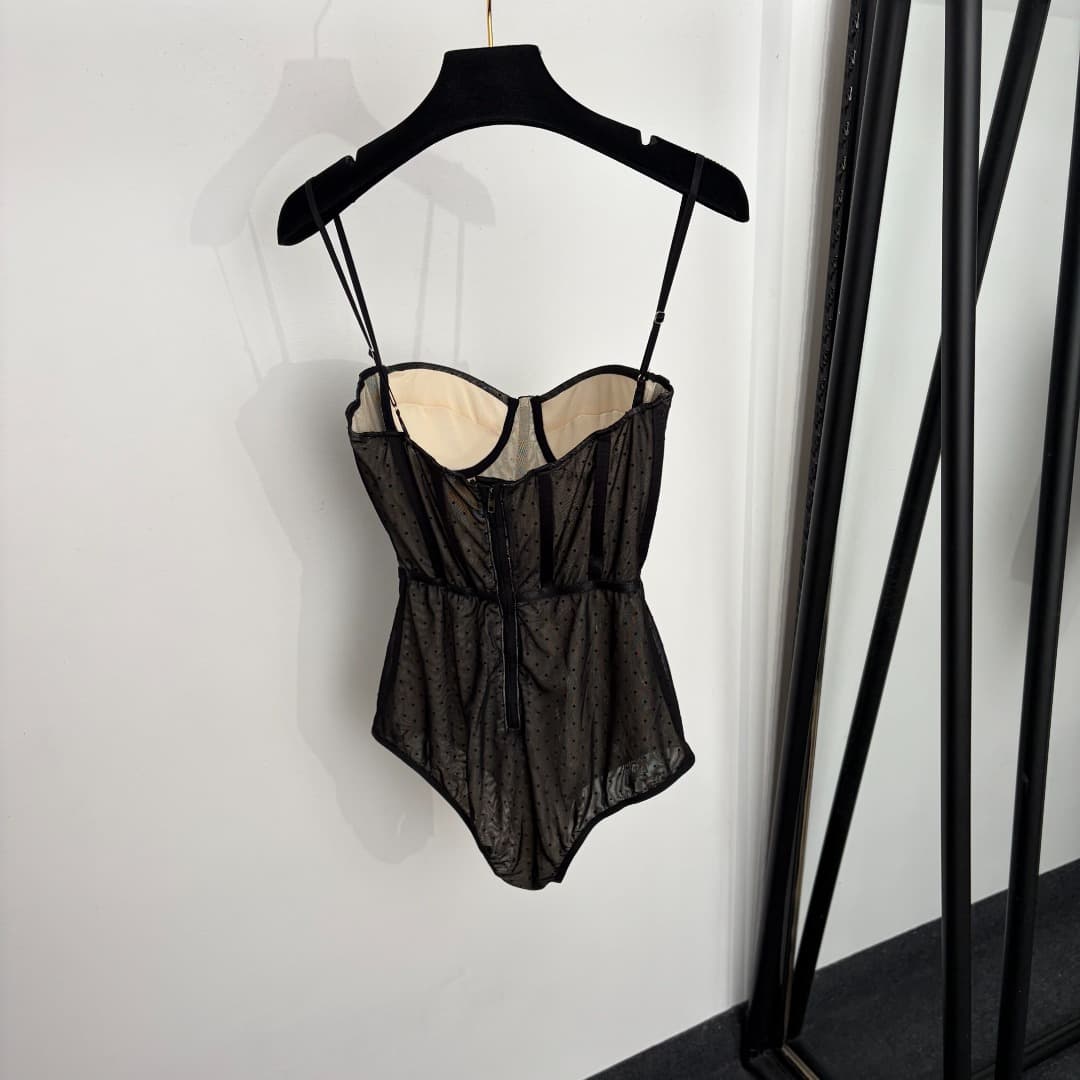 C18223 Style number 20265727 Zimmermann* New design: polka-dot netting straps with one-piece swimsuit underwear. Black color, sizes S-XL. [Size S: Weight: 0.155kg] — image 5