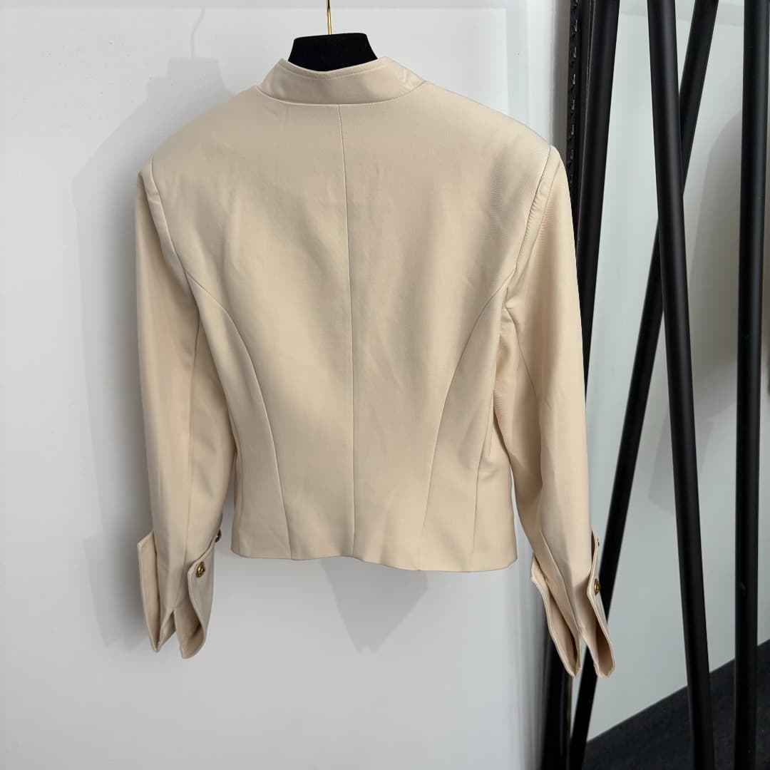 C18251 Style code: 20265729 Zimmermann*. New set: single-row gold buttons standing collar long-sleeved jacket + stylish curled-leg straight pants. Colors: beige, black. S-XL sizes available. [S size: shoulder width 40, bust circumference 90, sleeve length — image 4