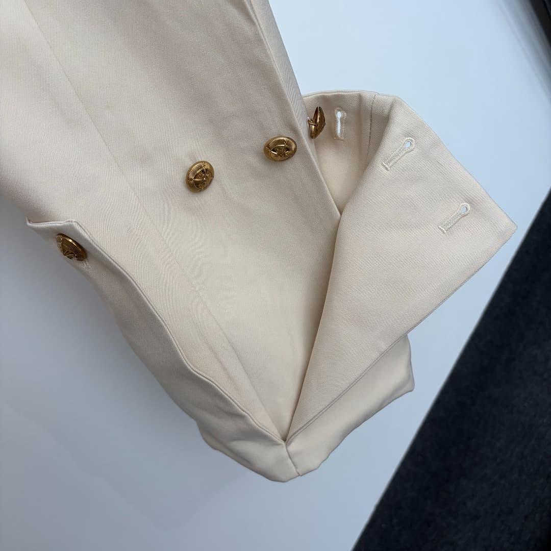 C18251 Style code: 20265729 Zimmermann*. New set: single-row gold buttons standing collar long-sleeved jacket + stylish curled-leg straight pants. Colors: beige, black. S-XL sizes available. [S size: shoulder width 40, bust circumference 90, sleeve length — image 8