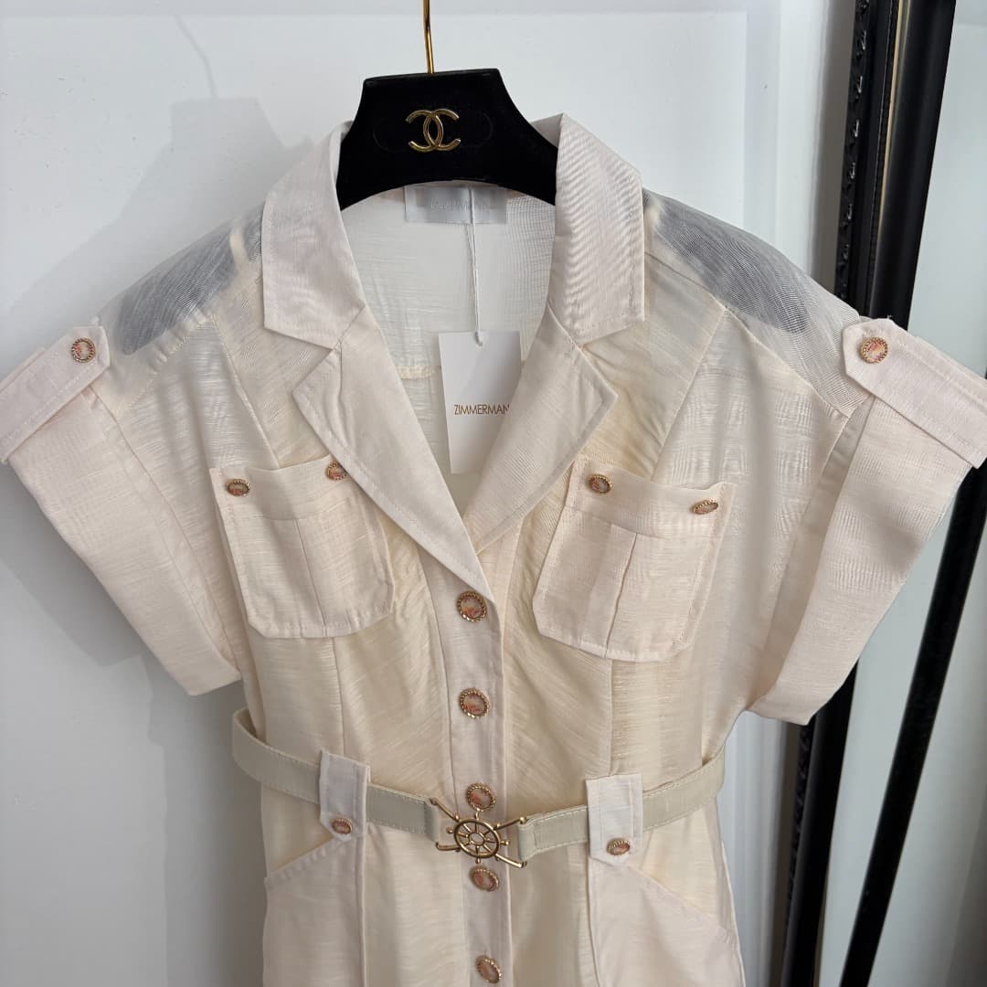 C18239 Style code: 20265978 Zimmermann*. New度假-style print suit with a fitted collar, short sleeves, and long pants. It comes with a lining of straps. Color: beige. S-XL sizes available. [For size M: bust measurement 90; length 30; bust measurement 80; wa — image 2