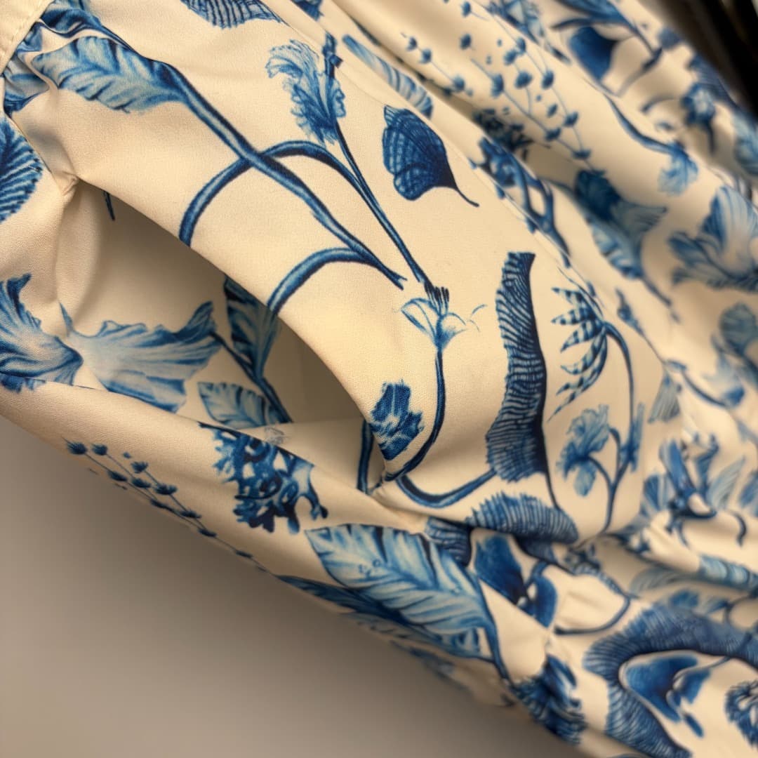 C18231 Size code 20266118 Zimmermann* Vintage/retro new model, blue vintage floral print mid-rise skirt dress. Long dress, white, S-XL. [Size M: bust 86, waist 70, length 130; weight: 0, 765kg] — image 4