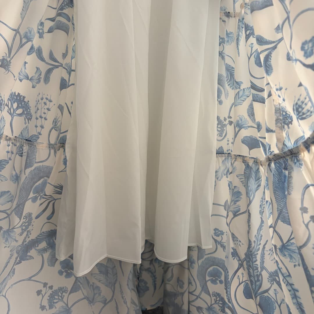 C18231 Size code 20266118 Zimmermann* Vintage/retro new model, blue vintage floral print mid-rise skirt dress. Long dress, white, S-XL. [Size M: bust 86, waist 70, length 130; weight: 0, 765kg] — image 8