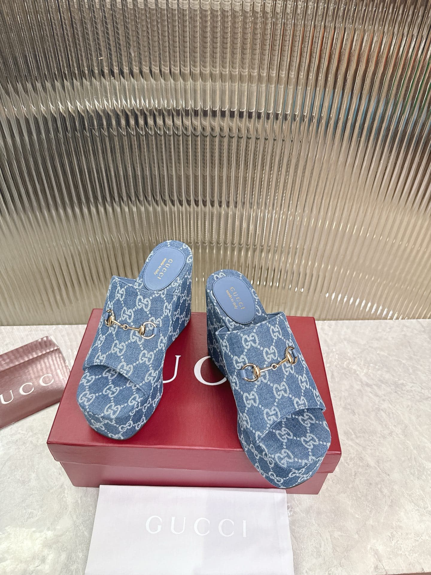 D7103 👑💰 Women’s cool slippers with horsebit-shaped wedge-like heels. — image 3