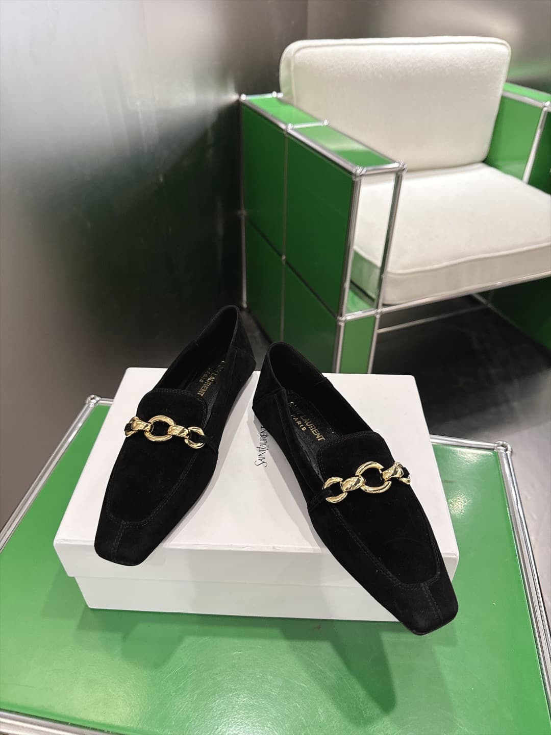 D12319 (k067) Saint Lauren*YSL Saint Laurent 2026 New product YSL small logo square-toe flat shoe‼️ — image 2