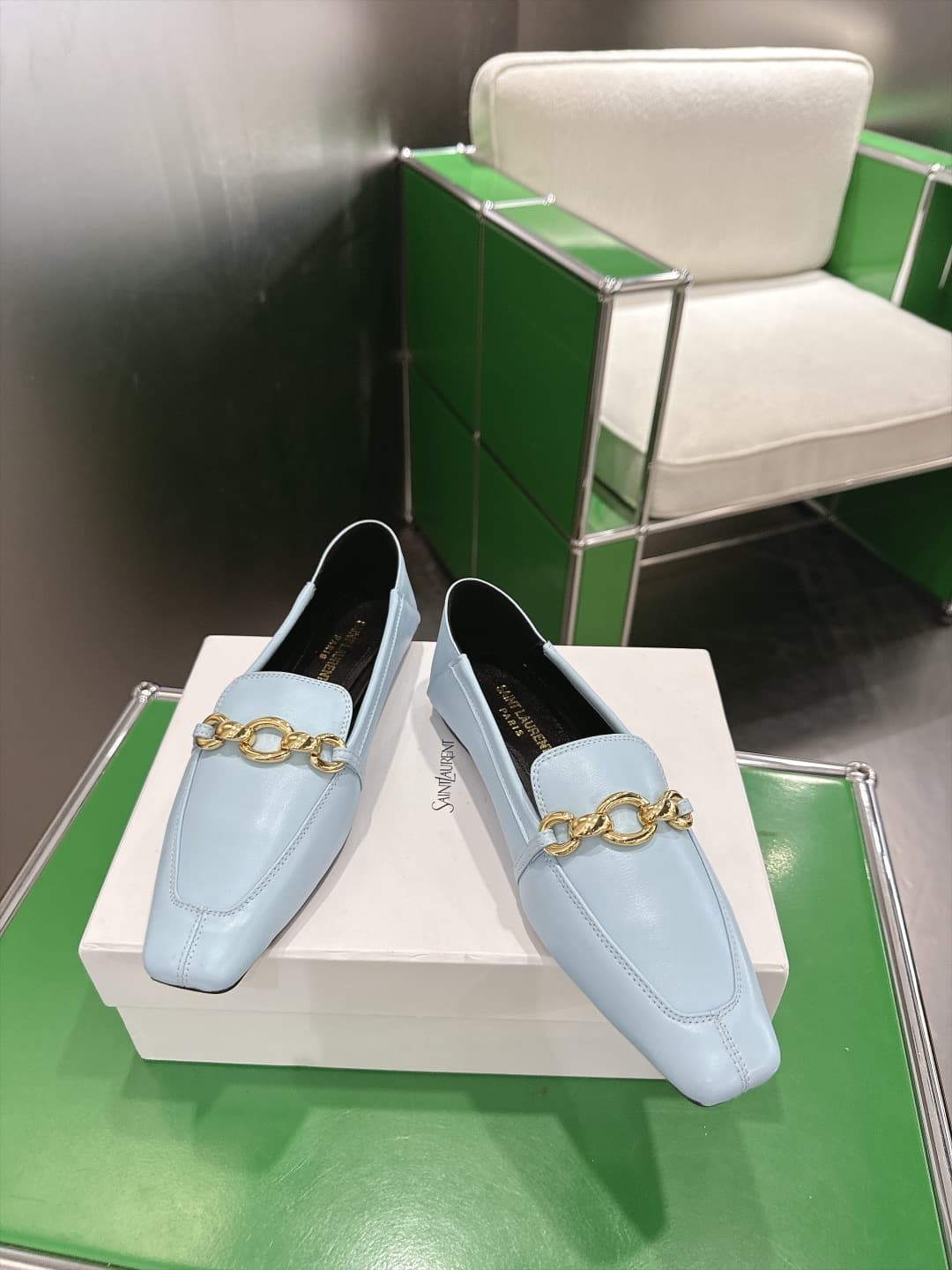 D12317 (k067) Saint Lauren*YSL Saint Lauren 2026 New product YSL small logo square-toe flat shoe‼️ — image 2