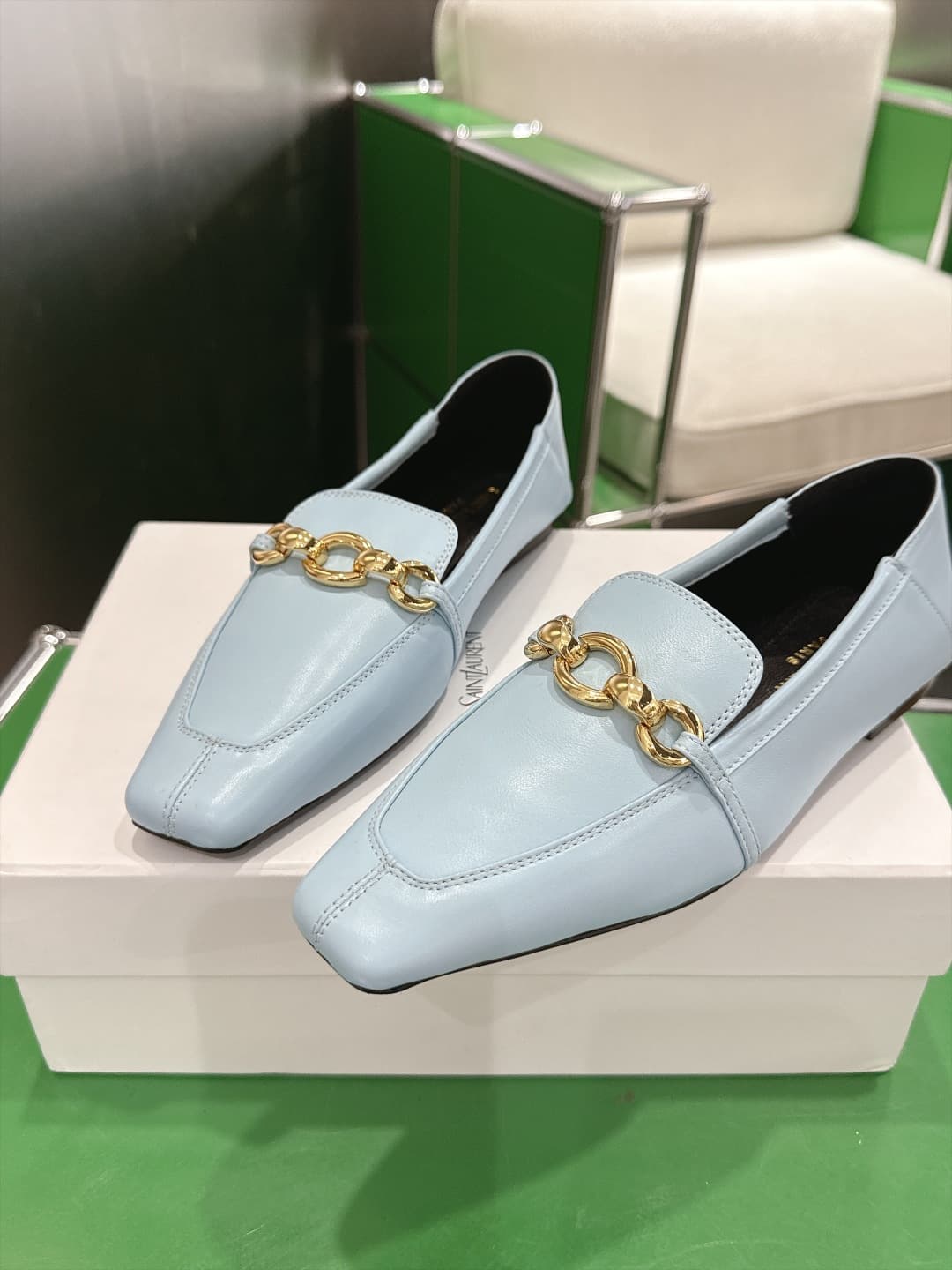 D12317 (k067) Saint Lauren*YSL Saint Lauren 2026 New product YSL small logo square-toe flat shoe‼️ — image 7