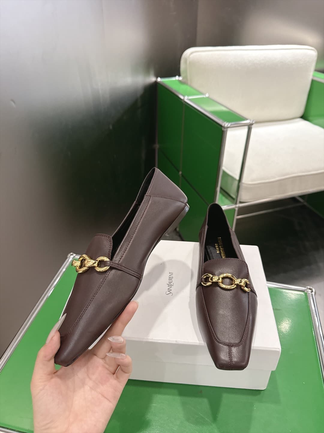 D12315 (k067) Saint Lauren*YSL Saint Lauren 2026 New product YSL small logo square-toe flat shoe‼️ — image 3