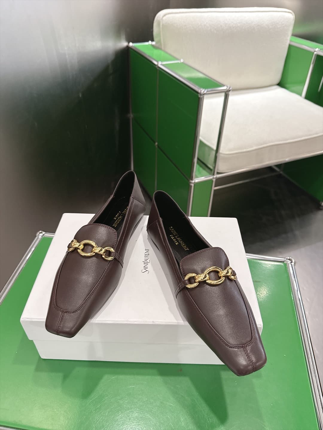D12315 (k067) Saint Lauren*YSL Saint Lauren 2026 New product YSL small logo square-toe flat shoe‼️ — image 2
