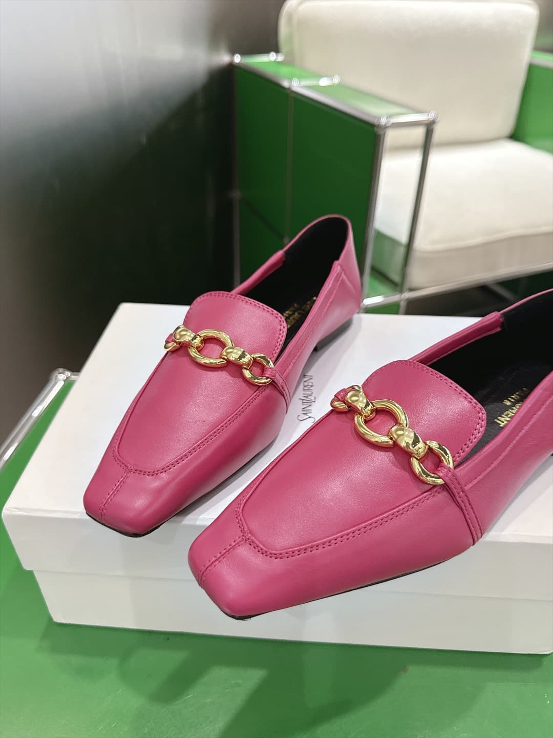 D12314 (k067) Saint Lauren*YSL Saint Laurent 2026 New product YSL small logo square-toe flat shoes‼️ — image 7