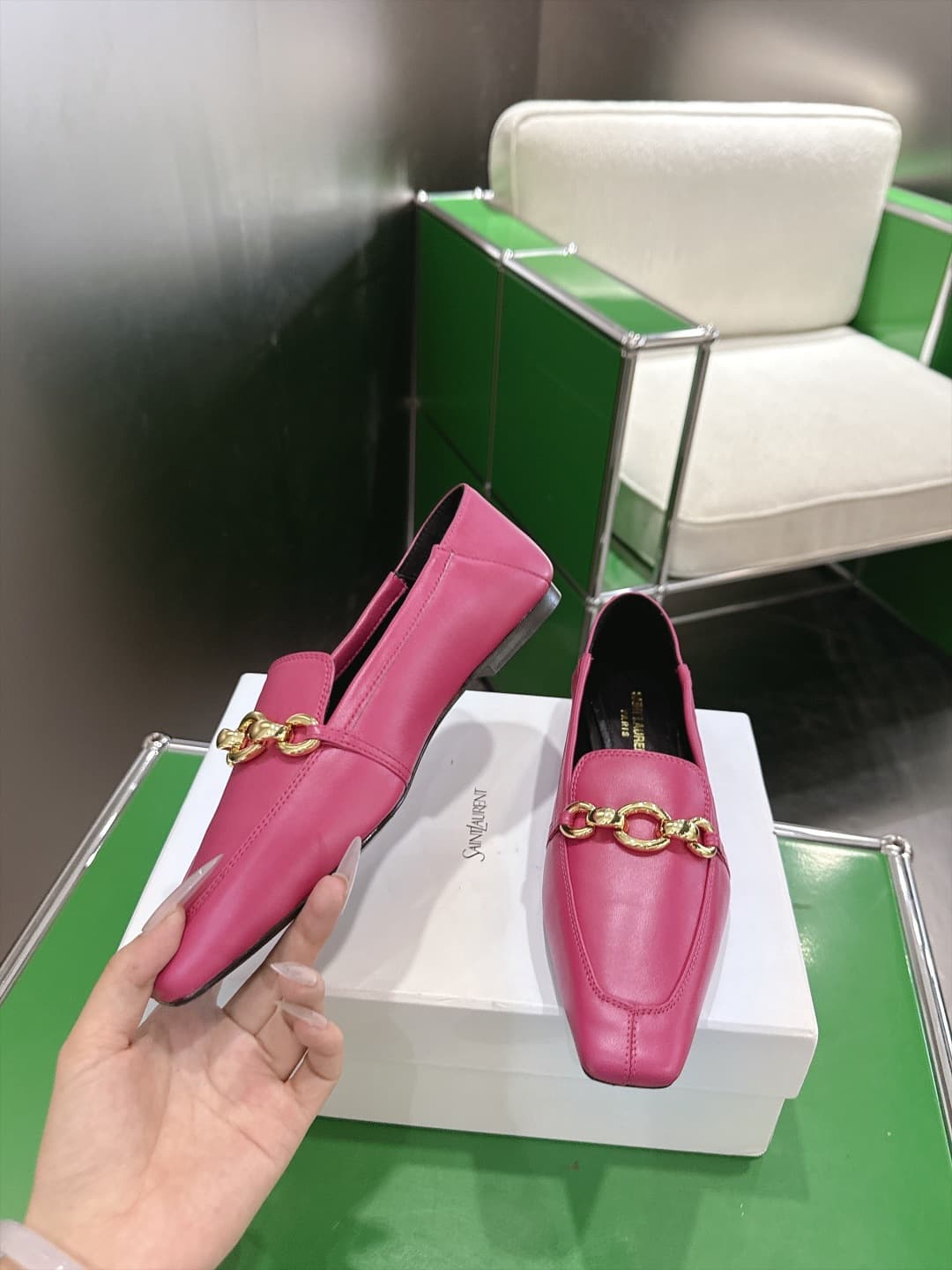D12314 (k067) Saint Lauren*YSL Saint Laurent 2026 New product YSL small logo square-toe flat shoes‼️ — image 3