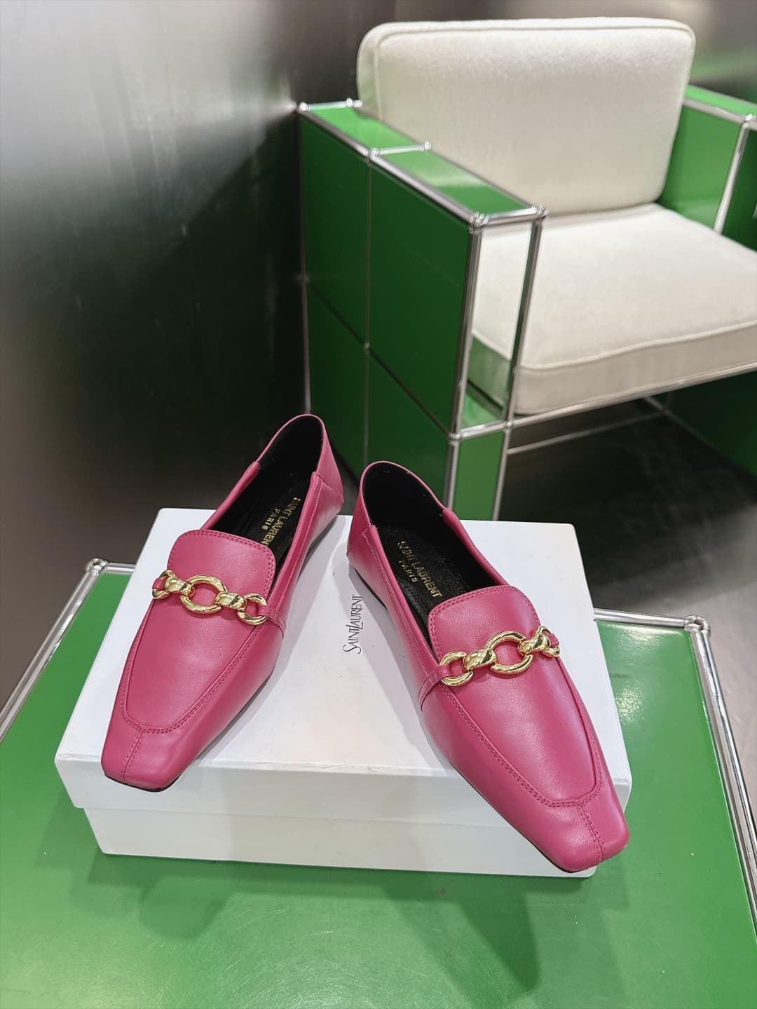 D12314 (k067) Saint Lauren*YSL Saint Laurent 2026 New product YSL small logo square-toe flat shoes‼️ — image 2