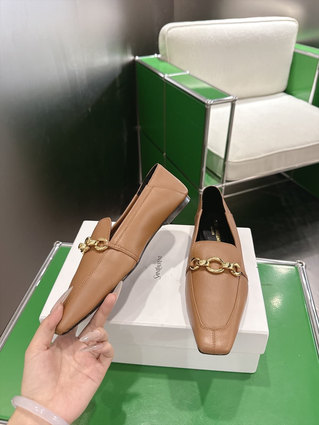 D12313 (k067) Saint Lauren*YSL Saint Lauren 2026 New product YSL small logo square-toe flat shoe‼️ — image 3