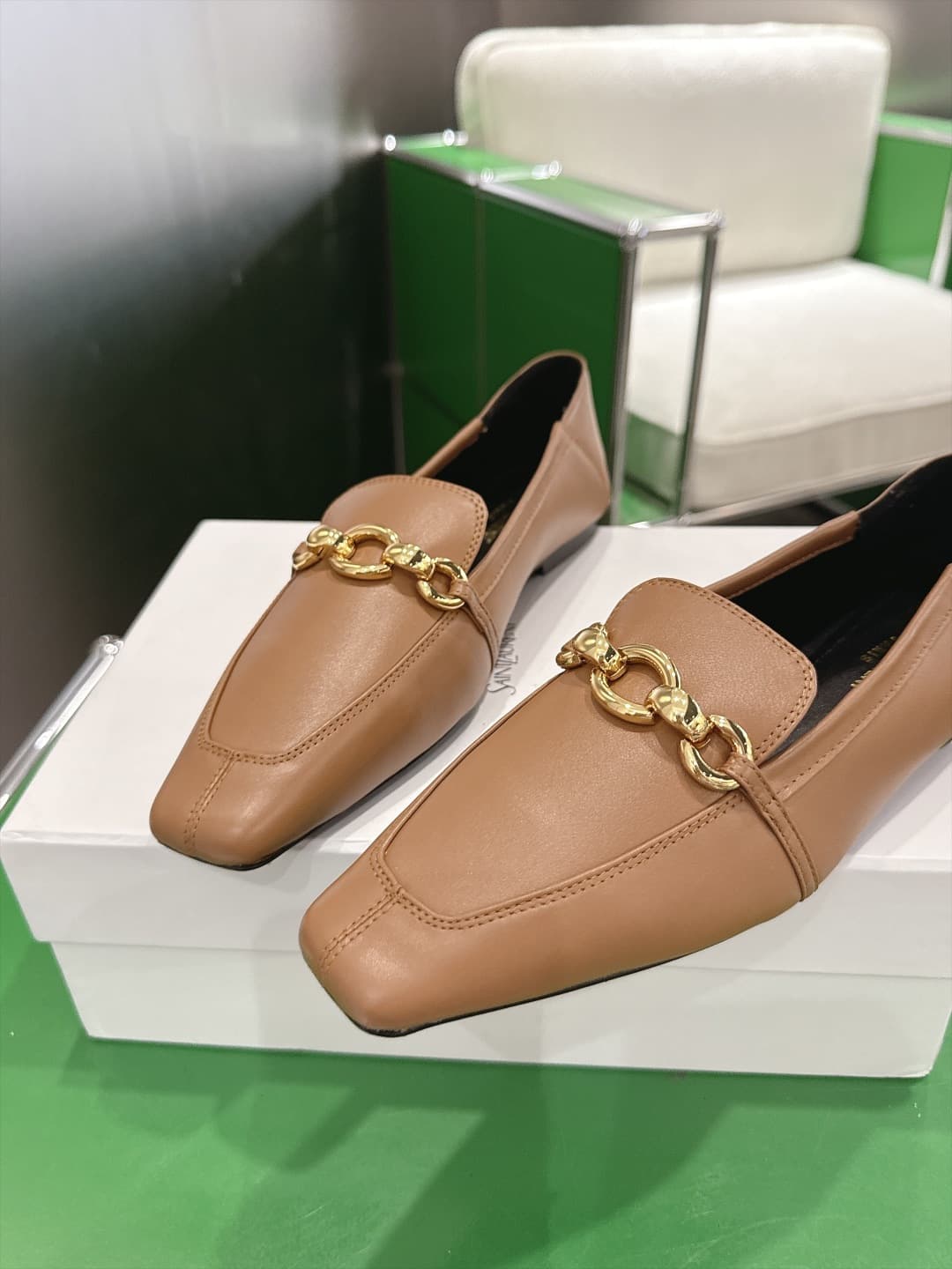 D12313 (k067) Saint Lauren*YSL Saint Lauren 2026 New product YSL small logo square-toe flat shoe‼️ — image 7