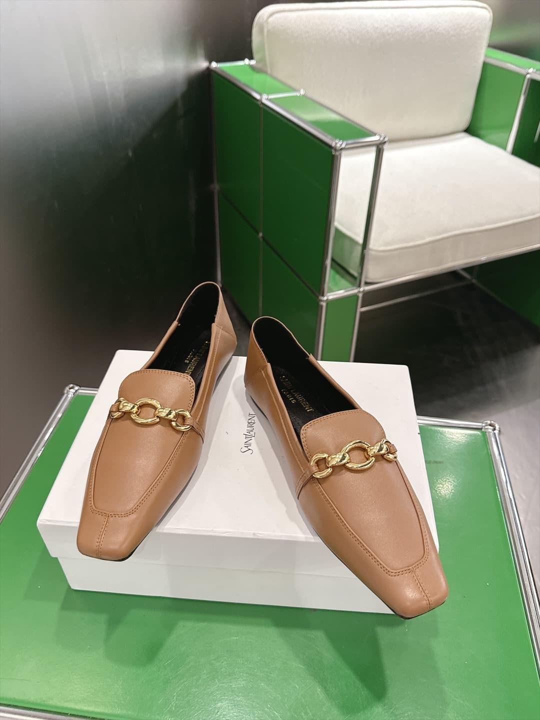 D12313 (k067) Saint Lauren*YSL Saint Lauren 2026 New product YSL small logo square-toe flat shoe‼️ — image 2