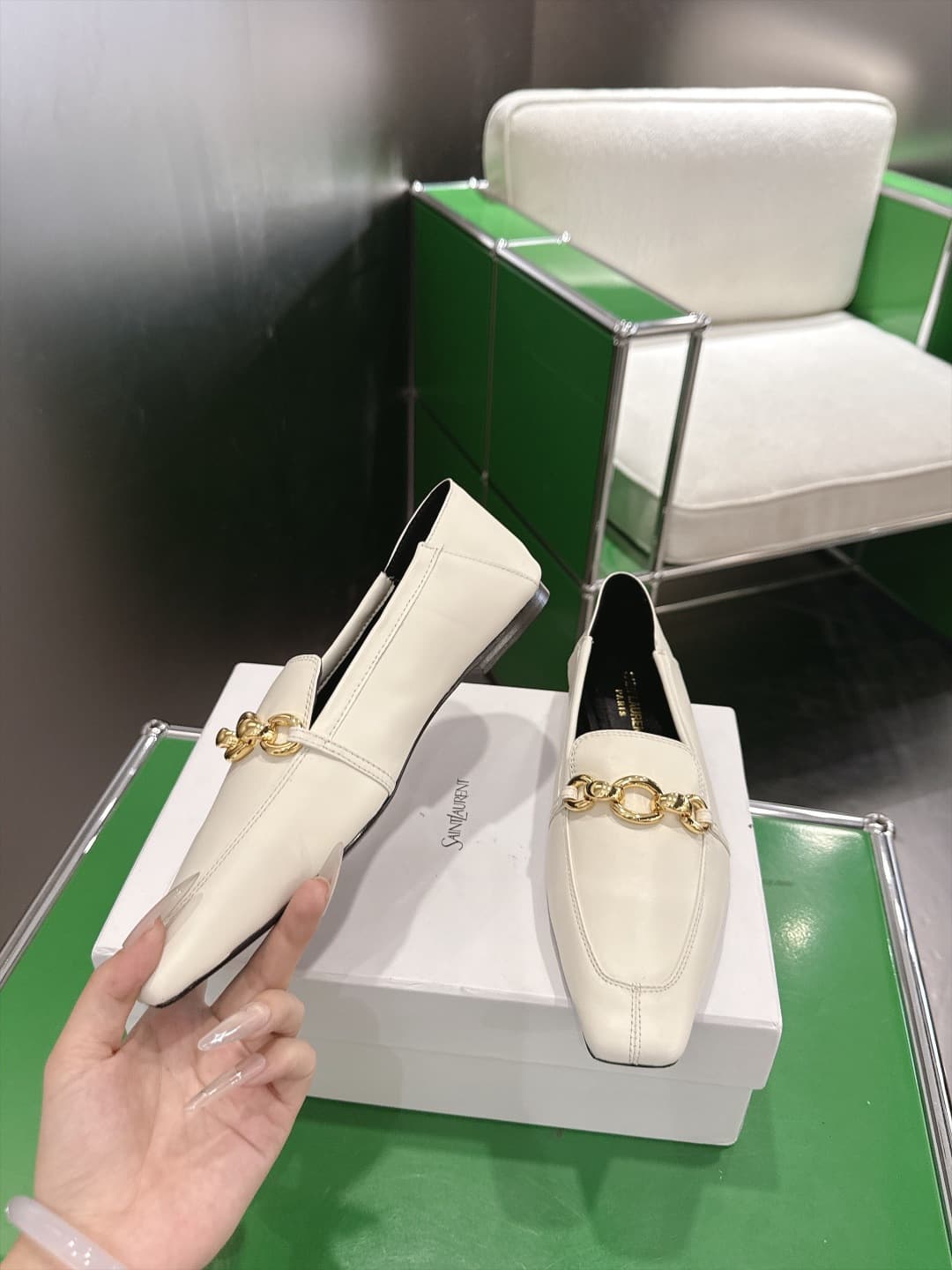 D12312 (k067) Saint Lauren*YSL Saint Lauren 2026 New product YSL small logo square-toe flat shoe‼️ — image 3
