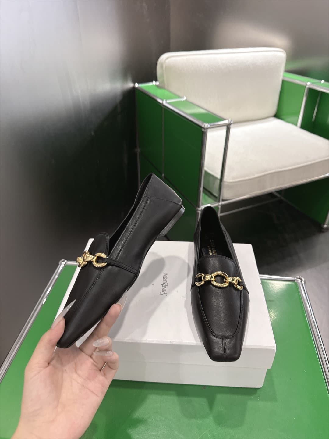 D12311 (k067) Saint Lauren*YSL Saint Lauren 2026 New product YSL small logo square-toe flat shoe‼️ — image 3