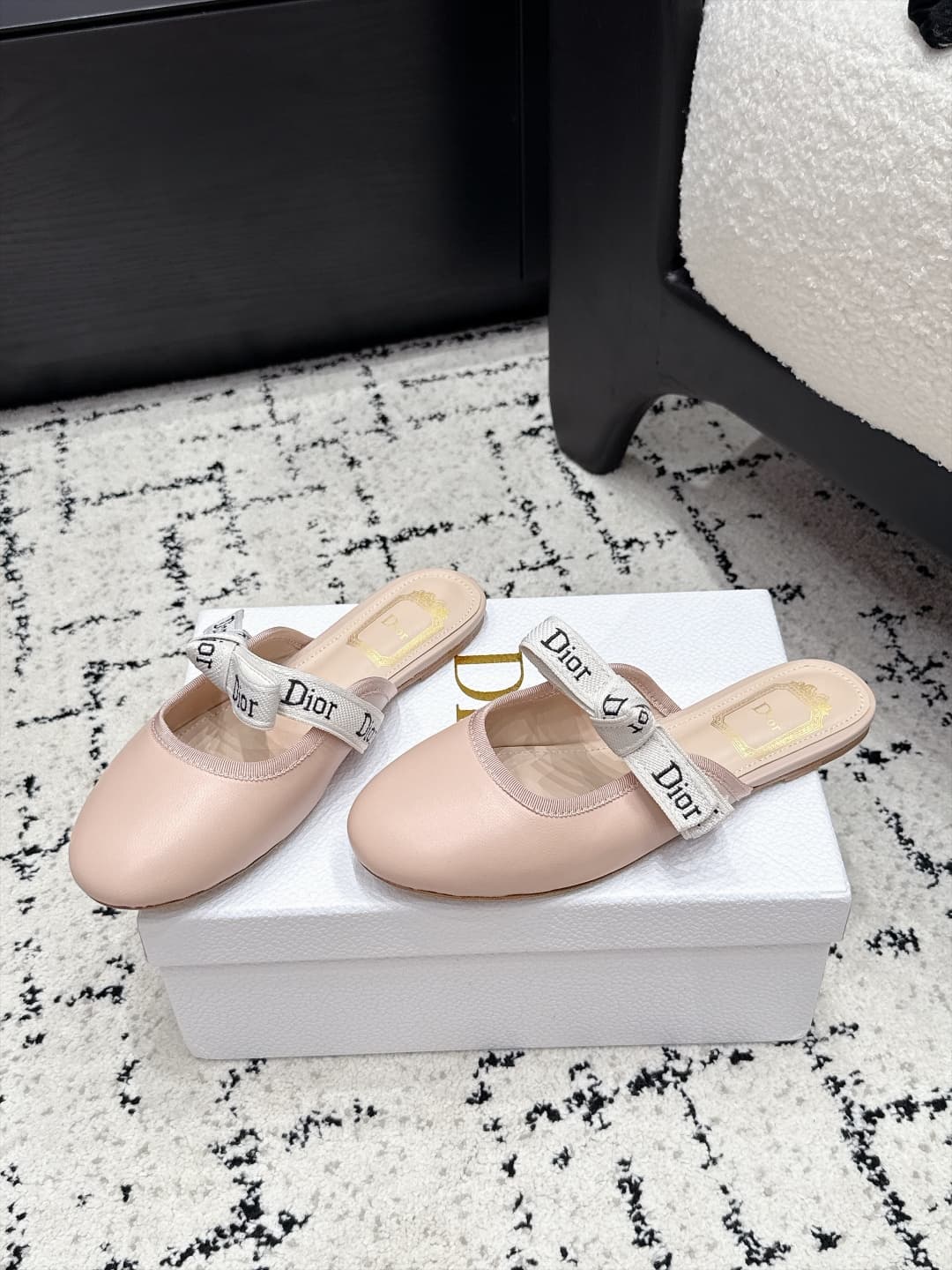 D5810 Dior 26/New spring/summer model with bow and eyelet design, round toe cap hair tie — image 3