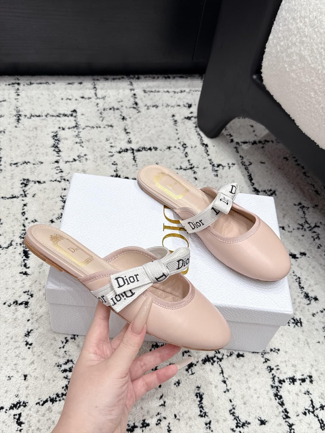 D5810 Dior 26/New spring/summer model with bow and eyelet design, round toe cap hair tie — image 5