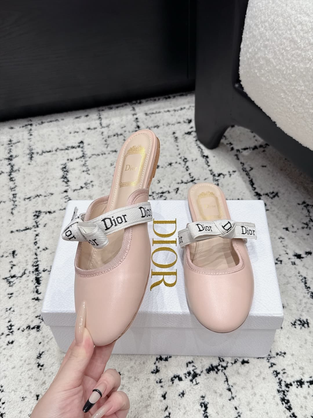 D5810 Dior 26/New spring/summer model with bow and eyelet design, round toe cap hair tie — image 4