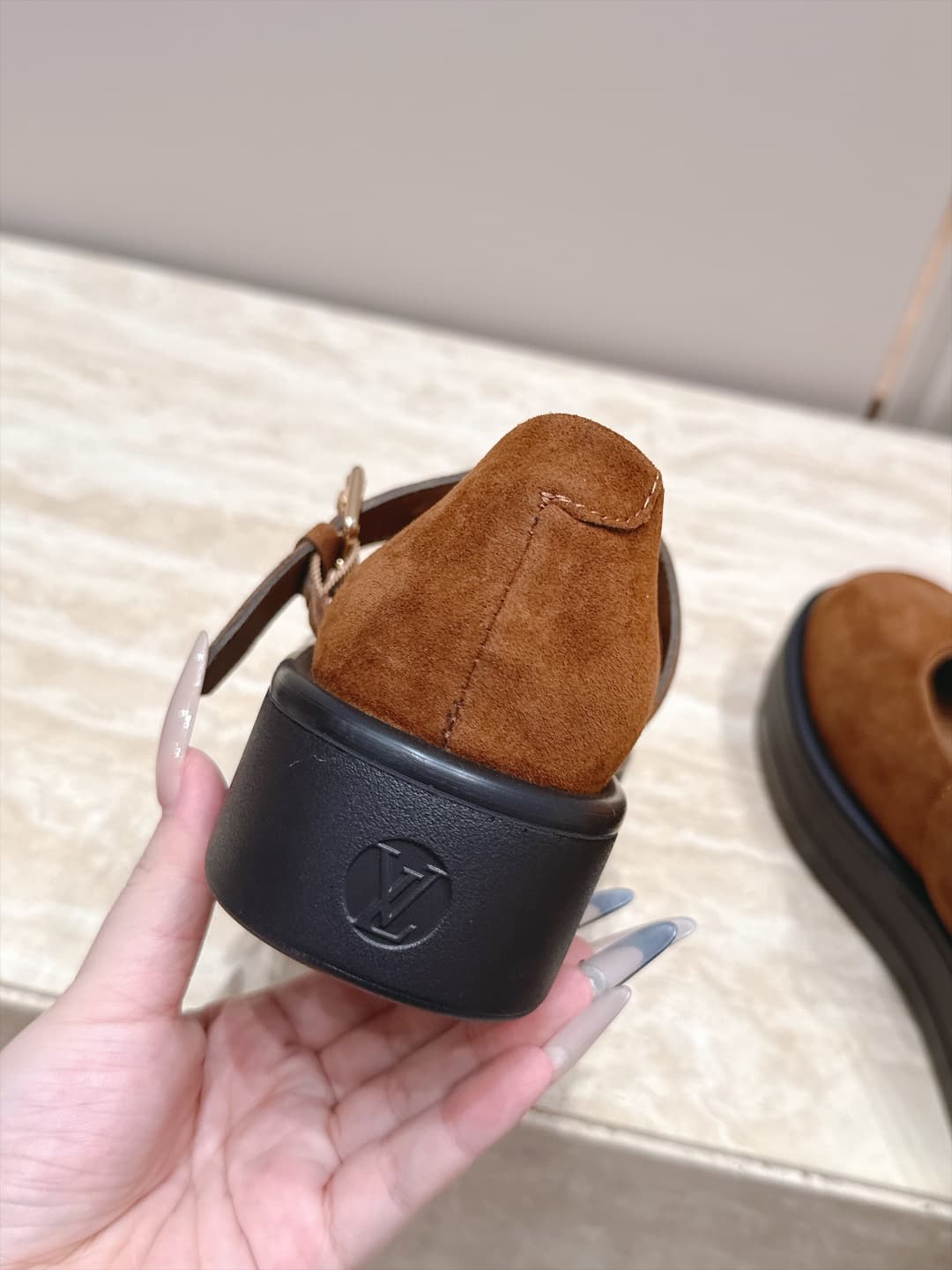 D8930 Louis Vuitton 26/Autumn new model, monogram pattern, thick-bottom Mary Jane Loafers — image 6