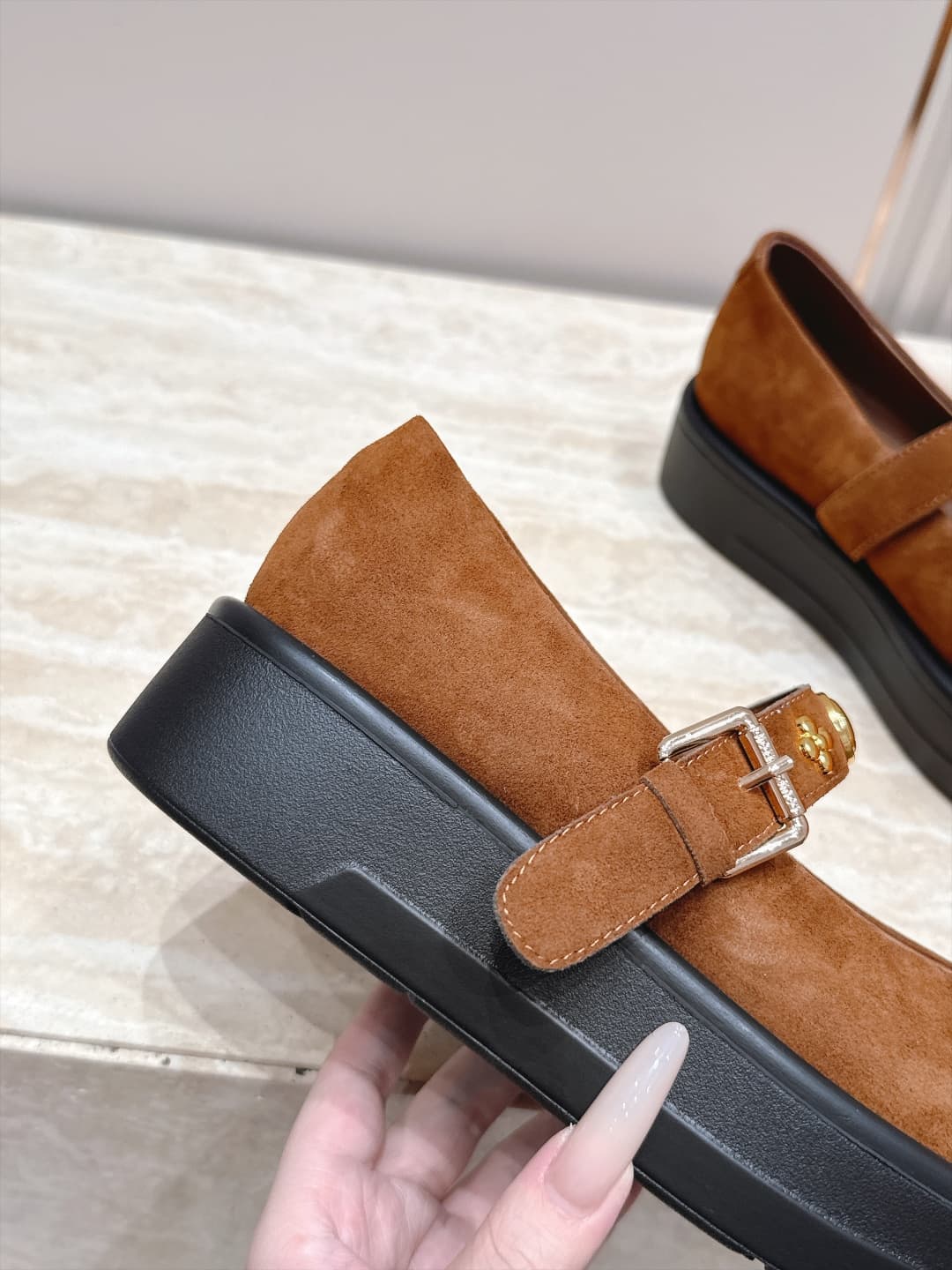 D8930 Louis Vuitton 26/Autumn new model, monogram pattern, thick-bottom Mary Jane Loafers — image 8