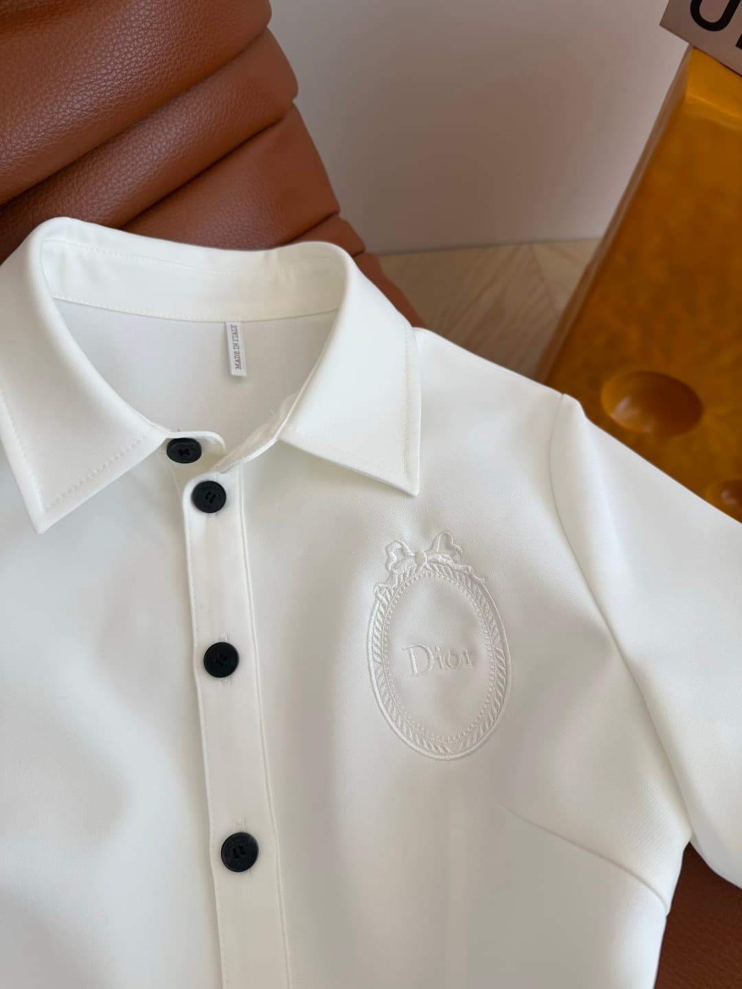 C18418 26 spring/summer new model – badge and logo embroidered dress. Classic D-style dress, elegant and stylish. Absolutely worth buying. It can be worn for any occasion, and it looks great in photos too. Three sizes available in two colors, with a three — image 5