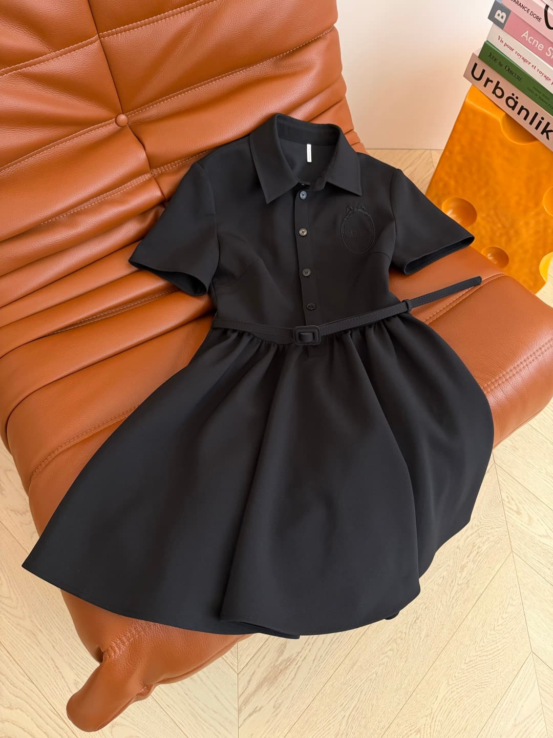 C18418 26 spring/summer new model – badge and logo embroidered dress. Classic D-style dress, elegant and stylish. Absolutely worth buying. It can be worn for any occasion, and it looks great in photos too. Three sizes available in two colors, with a three — image 7
