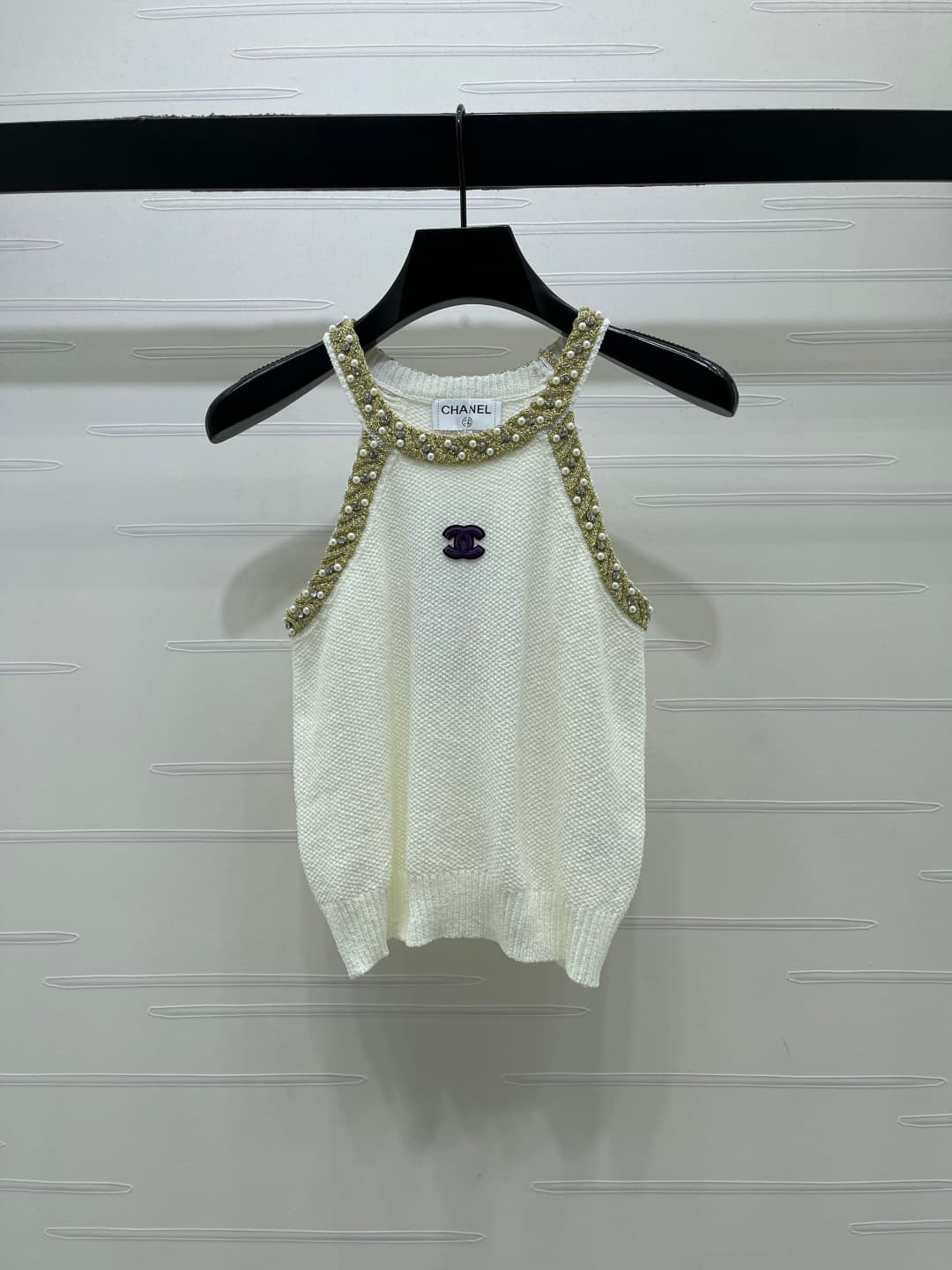 C18457 📣 New high-end collection/series – CHANE* 2026: The latest spring collection! Knitted vest with beads hanging around the neck! Made from imported knitting materials for a premium feel, soft and comfortable. The iconic double-C logo on the chest ➕ p — image 2