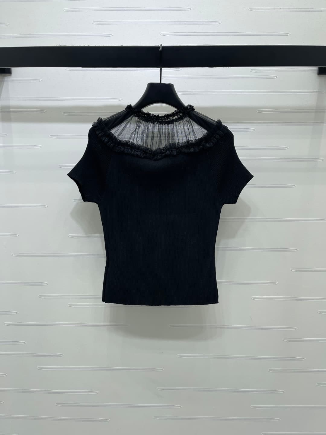 C18487 📣 New high-end vintage/retro items from the latest CHANE* 2026 spring collection! Short sleeves made of net fabric with lace trim! Crafted using imported yarns for a delicate texture and comfort. The tailored short sleeves feature a vertical textur — image 8