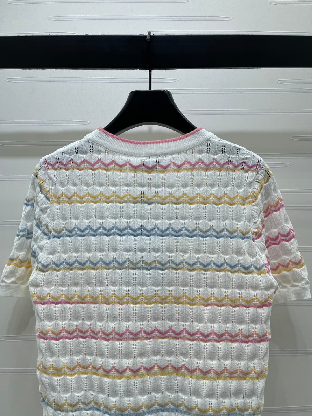 C18624 📣 New high-quality vintage/retro items from the latest CHANE* 2026 spring collection! Striped round-neck knitted short sleeves! Made with imported yarn for comfort and breathability. Round-neck knitted short sleeves with hollow crochet details, dou — image 7