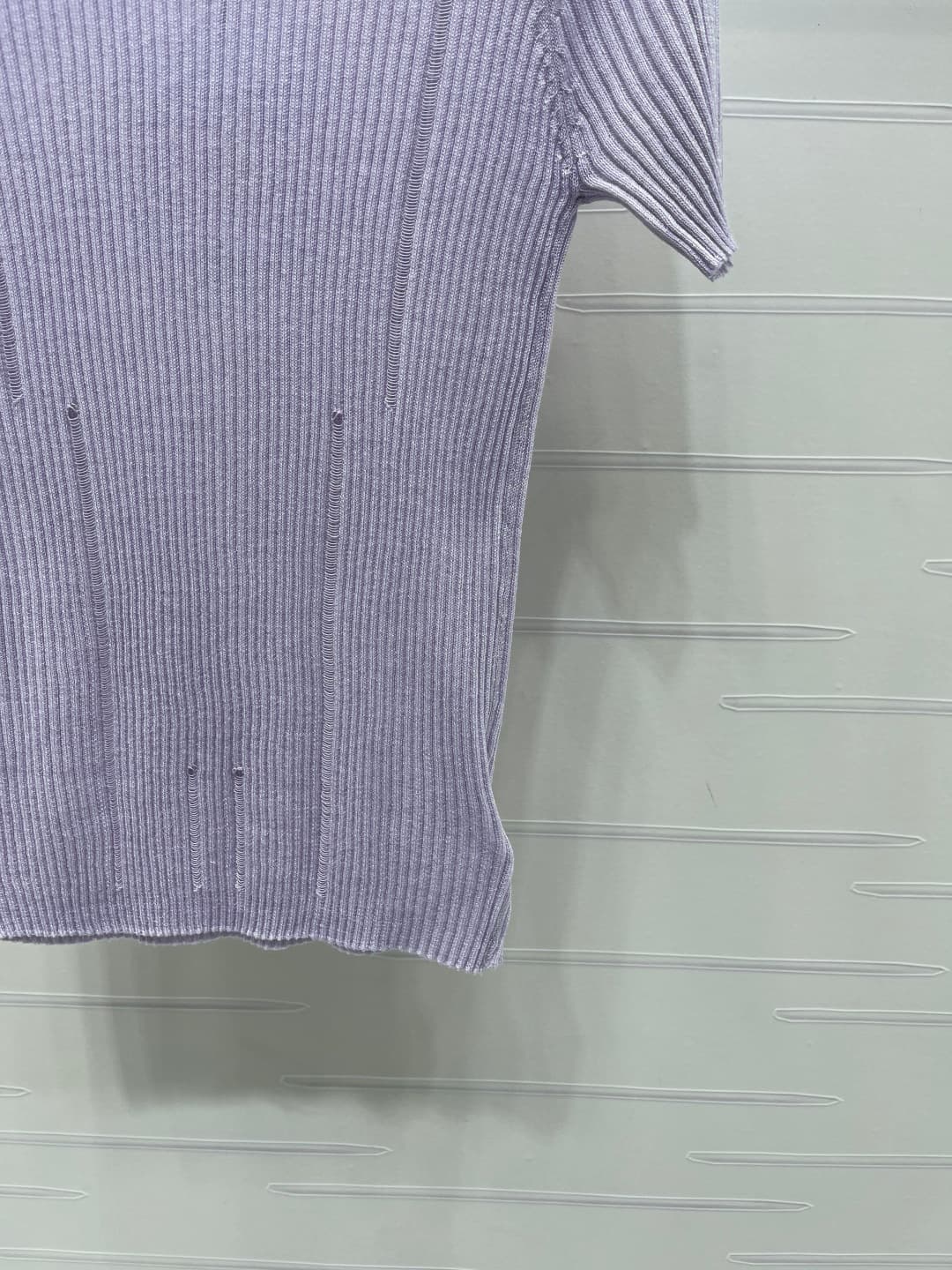 C18496 📣 New high-end items from the latest collection! Round-neck open-knit short sleeves! Made from custom ice-wool yarn, offering a delicate texture and comfortable fit. The round-neck knit short sleeves feature letter logos on the chest, highlighting  — image 6