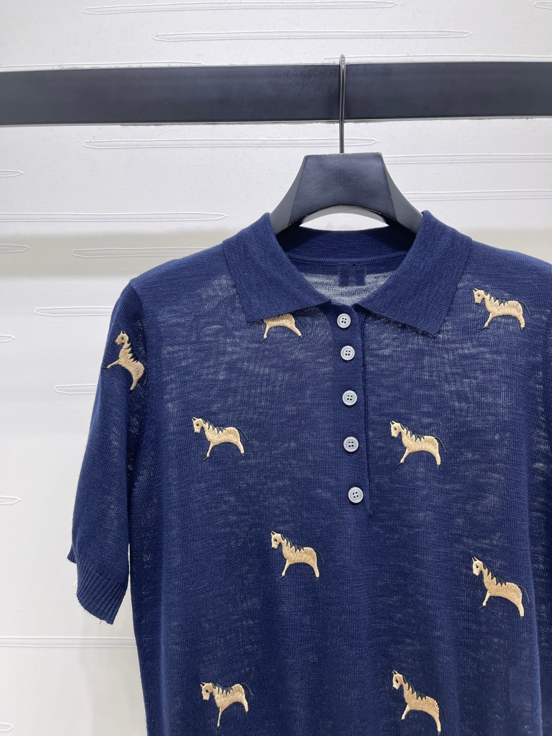 C18489 📣 New high-end collection/series featuring Thom Brown* 2026 – the latest spring collection! Vintage collared embroidered ponytail knitted short sleeves! Made using imported silk wool knitting yarn for a luxurious, soft and comfortable feel. Classic — image 3